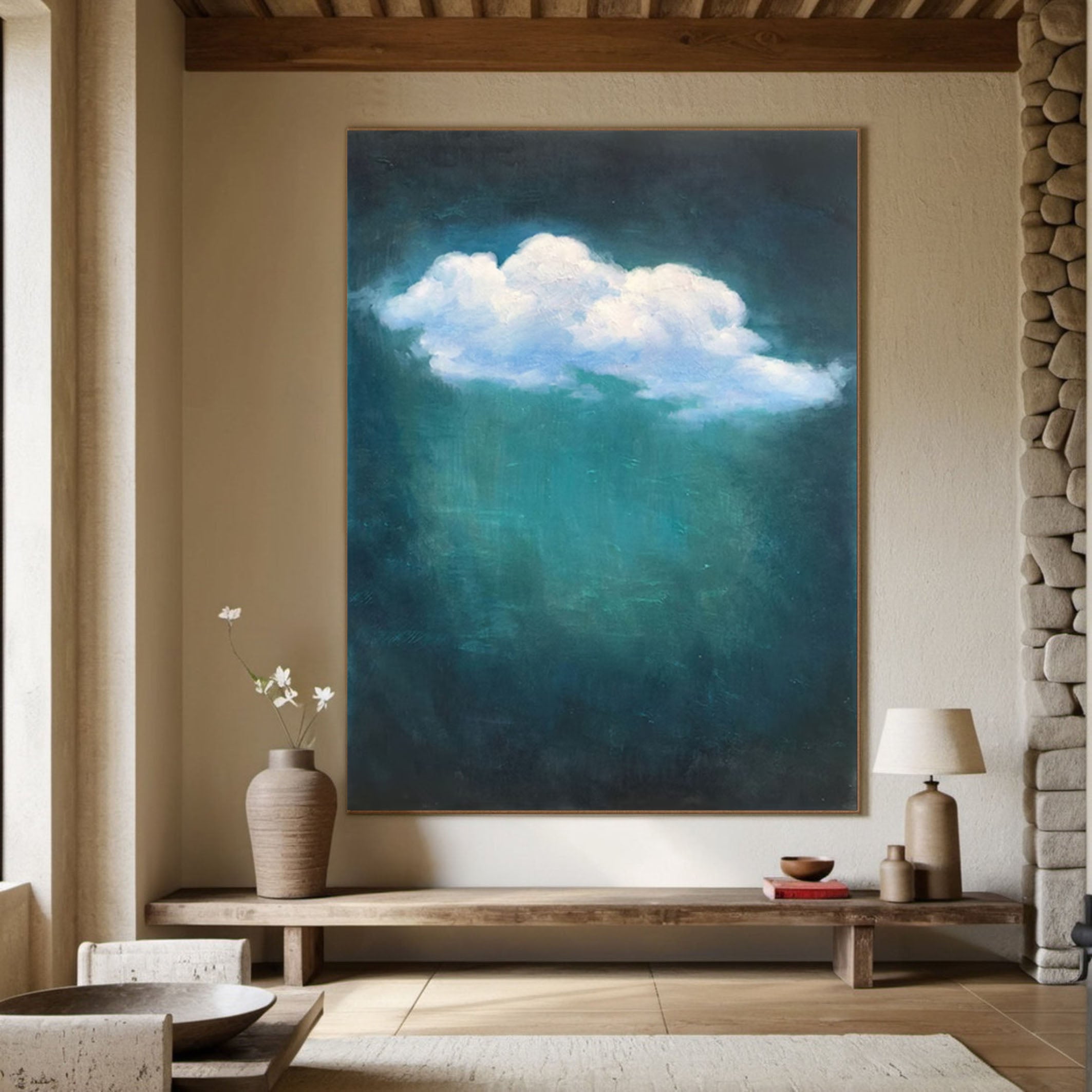 Celestial Serenity Large Abstract Cloud Painting #OS 055