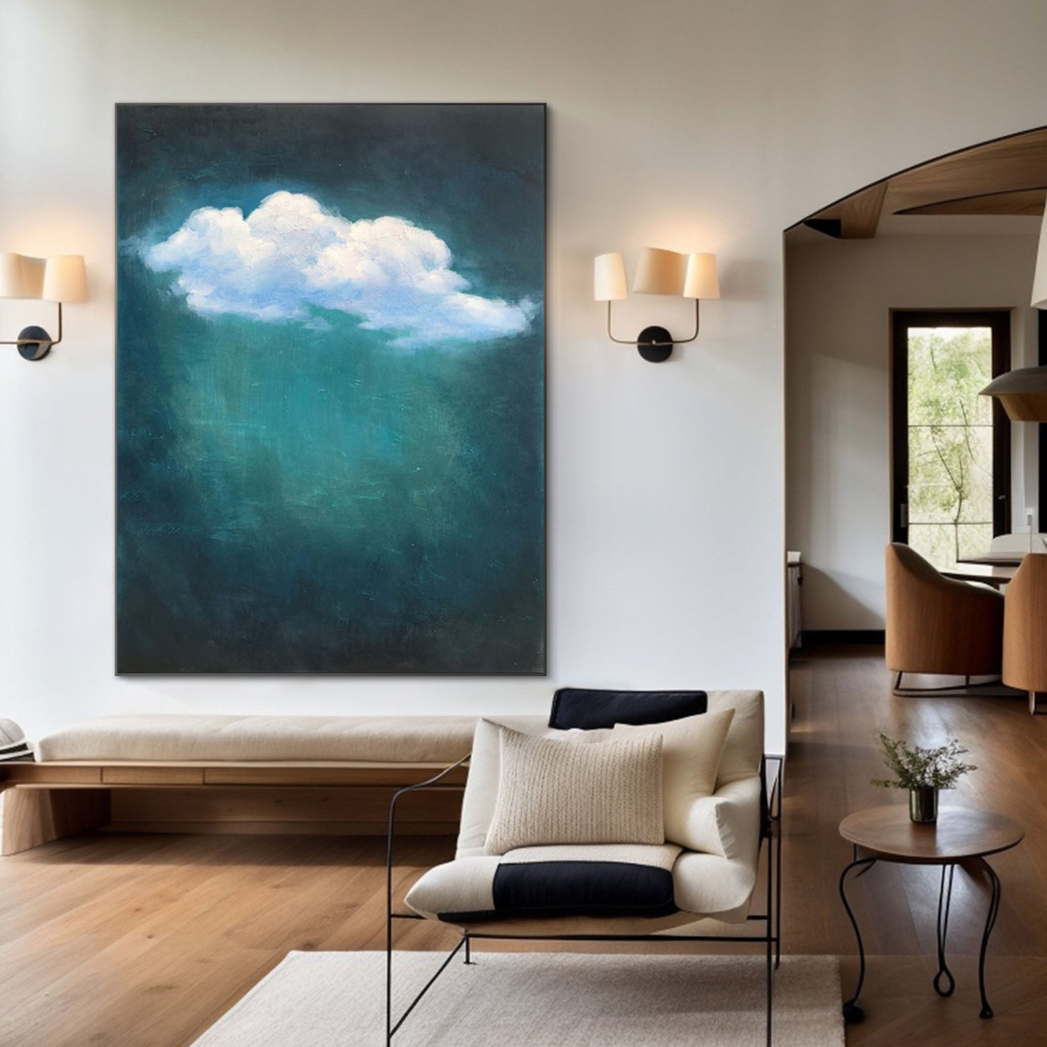 Celestial Serenity Large Abstract Cloud Painting #OS 055