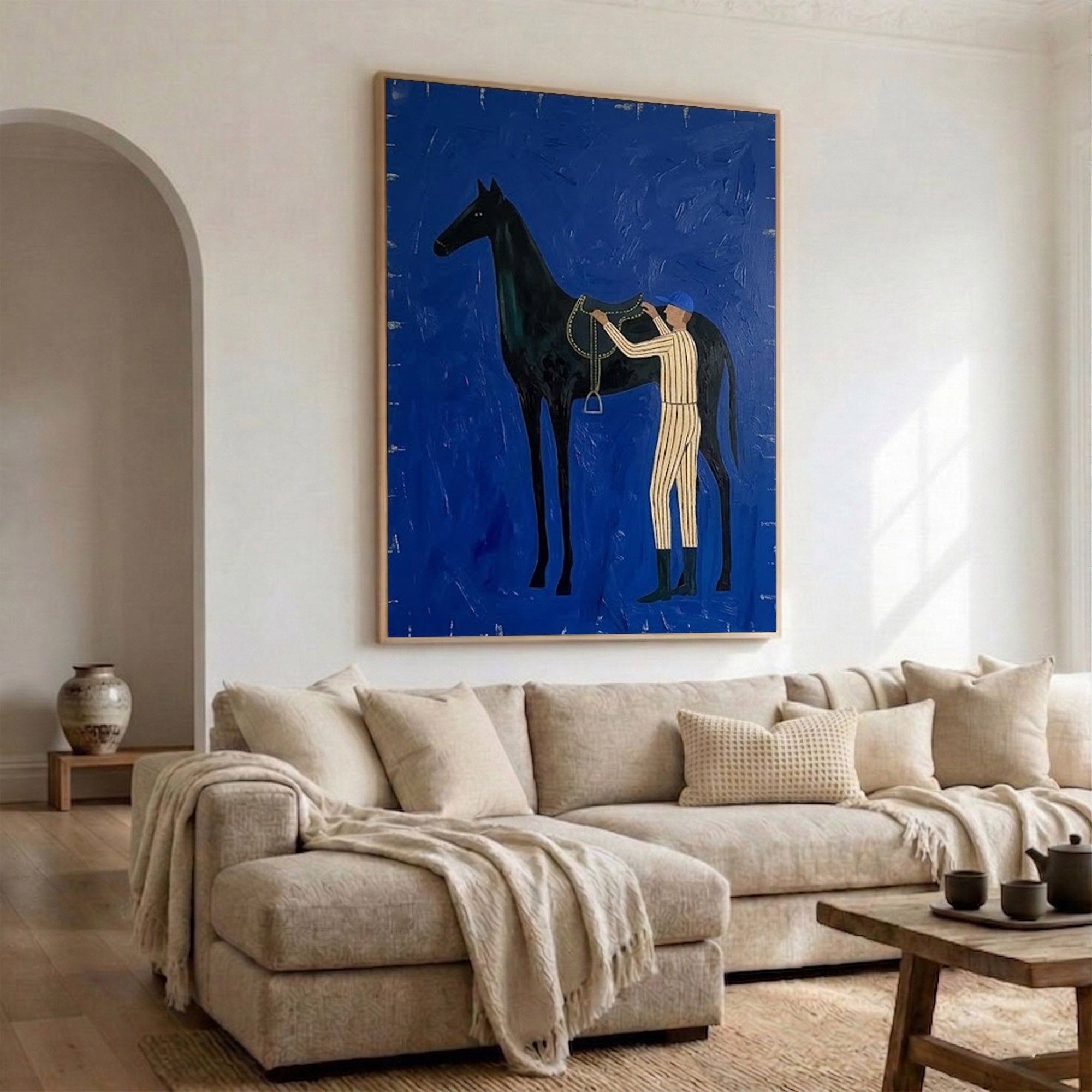 Large Cowboy Horse Wall Art Modern Western Horse Painting Artwork