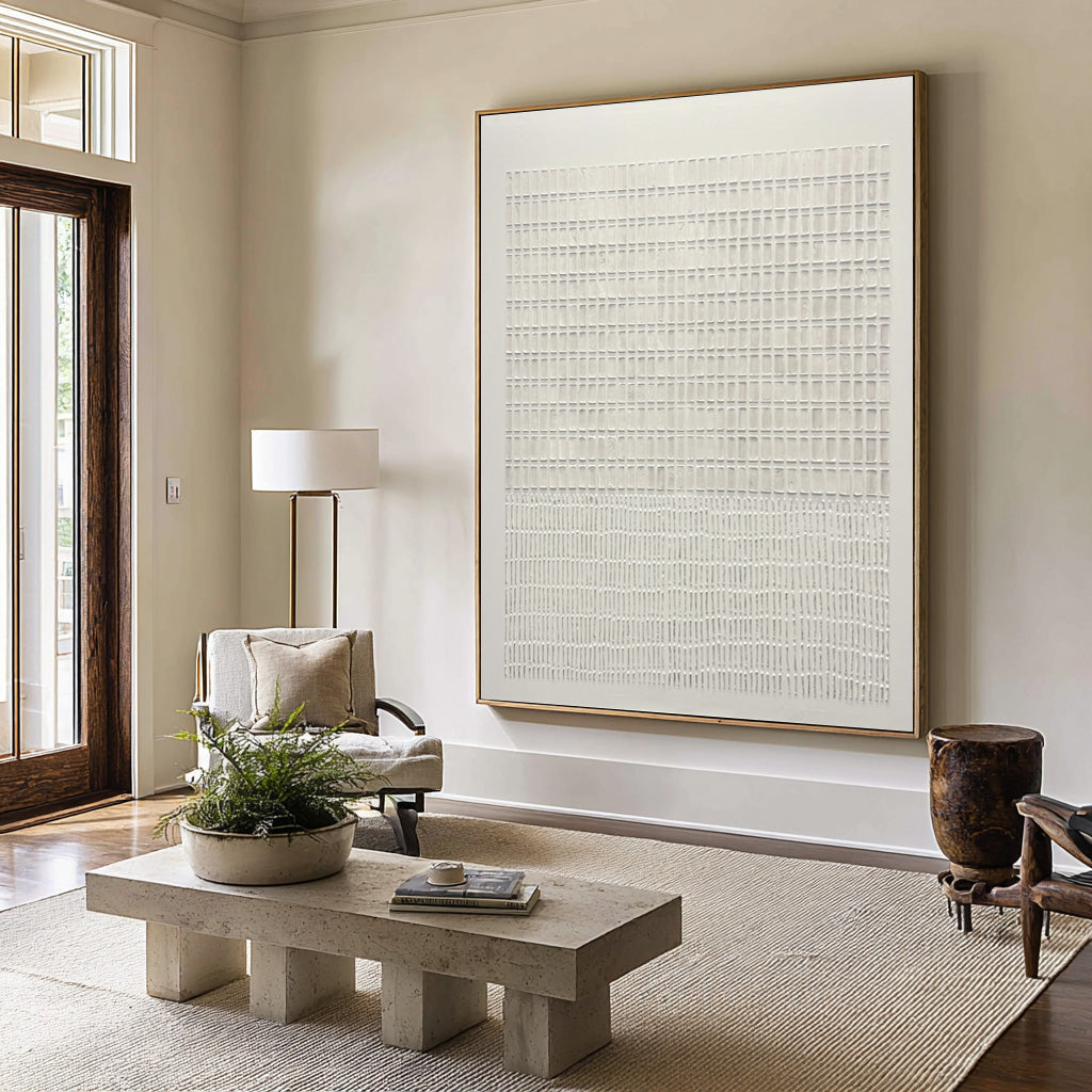 White Textured Minimal Oil Painting #CZ 048