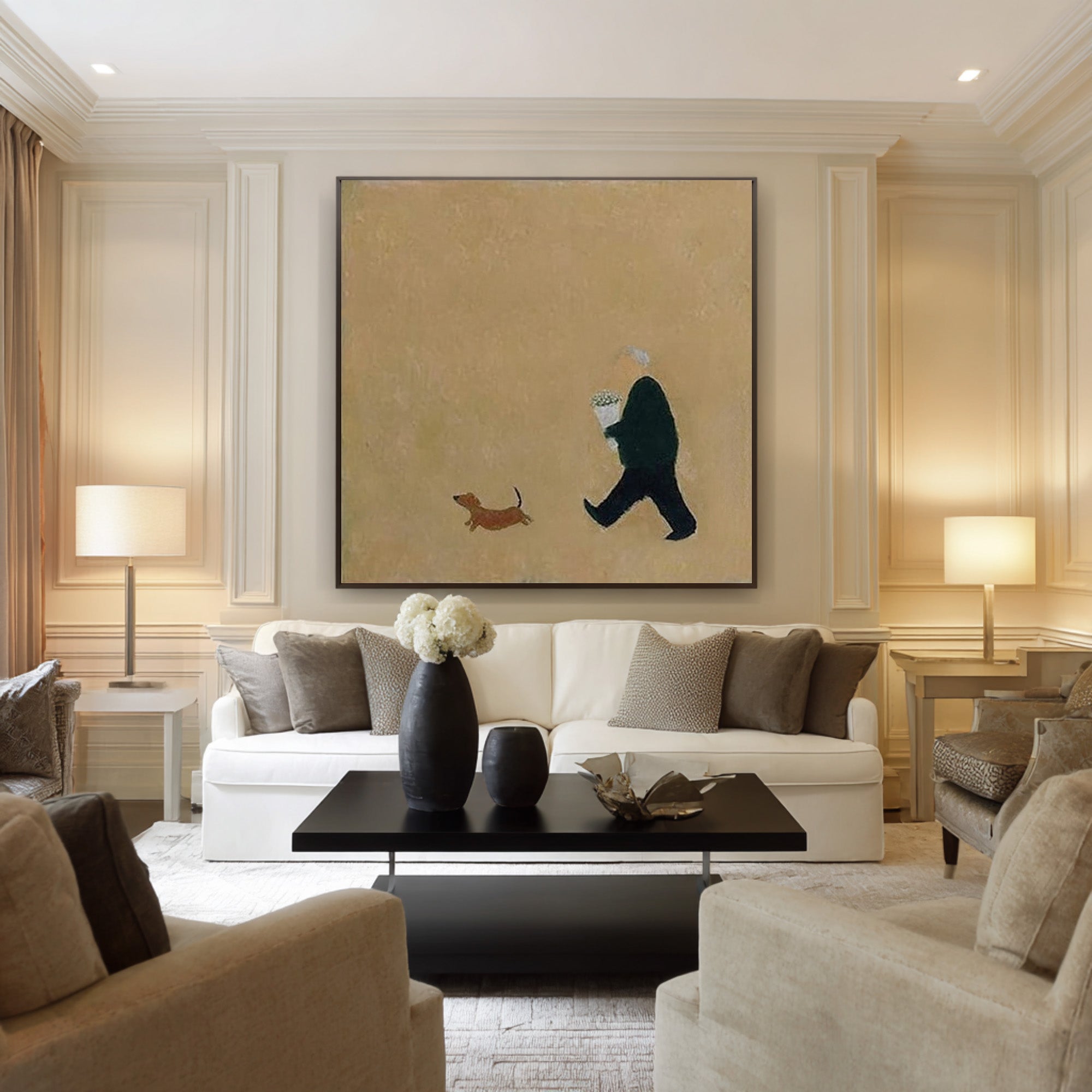 Dog Walk Large Figure Canvas | KeiraArt #CZ 022