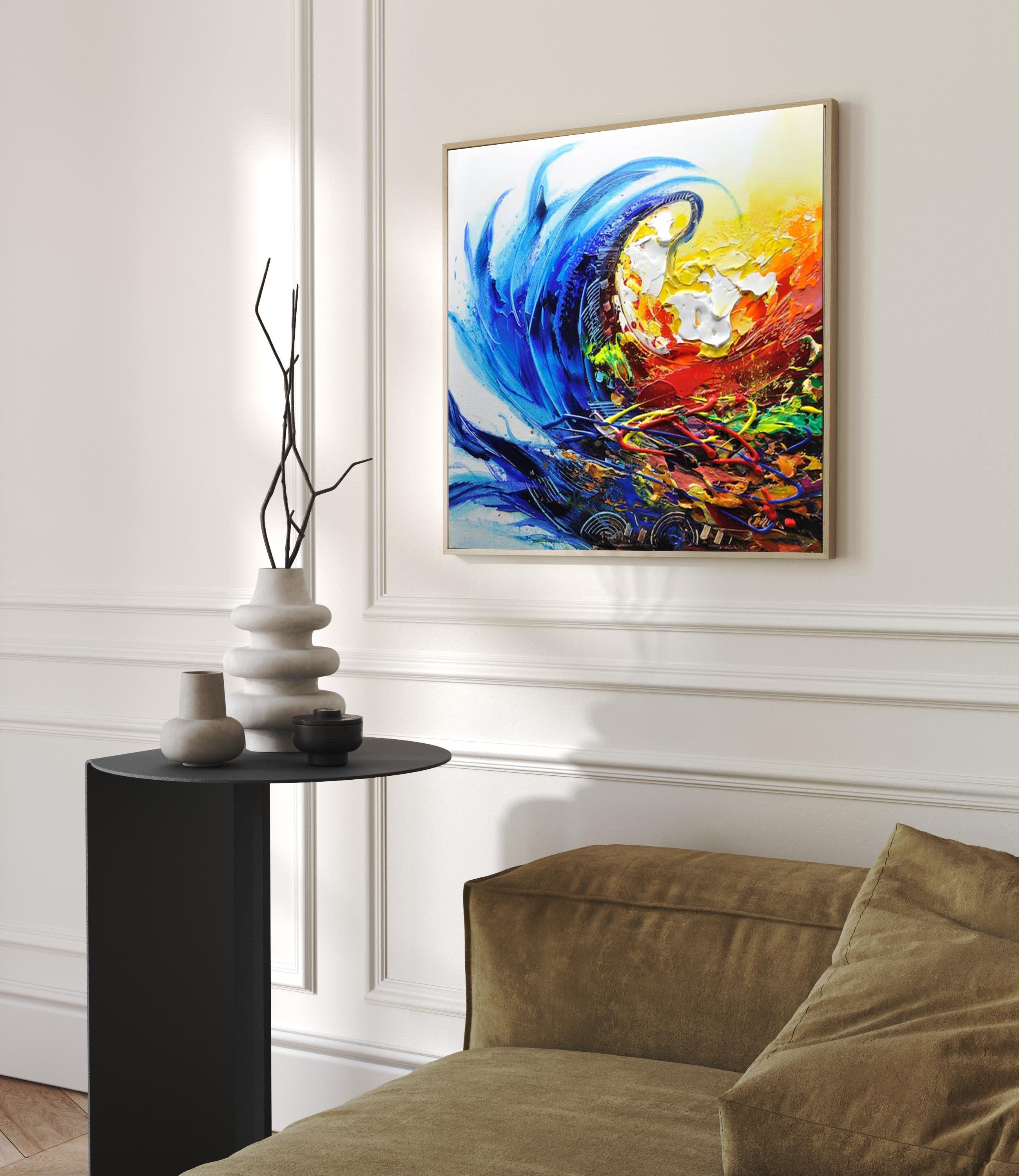 Blue Surge Abstract Expressionist Art on Canvas #AP 036