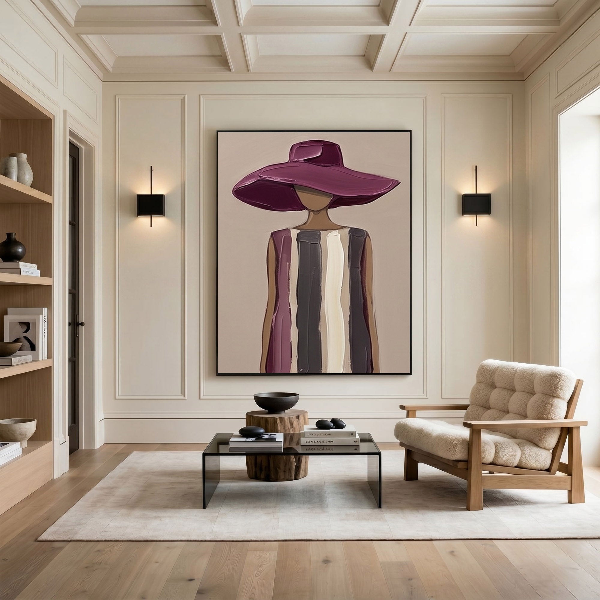 Large Woman Portrait Wall Art Abstract Oil Painting Vintage Americana Art Cowgirl Cowboy Western Fashion Figure Luxury Home Decor
