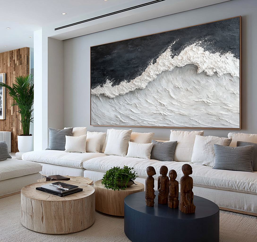The Silent Wave Hand Painted Seascape Oil Painting Textured Ocean Wall Art Contemporary Artwork