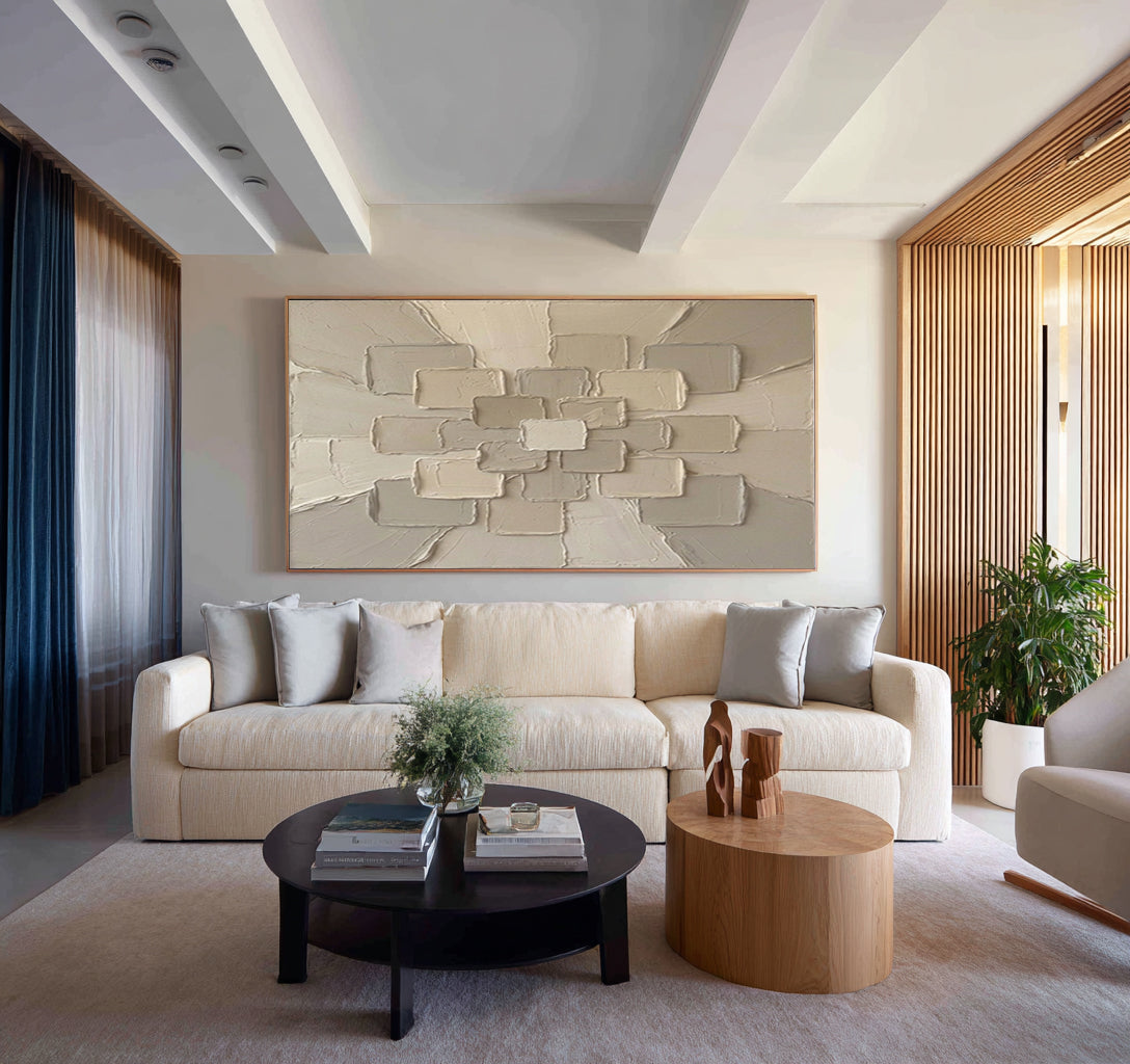 Large Sculptural Texture Wall Art Hand Painted Modern Canvas | KeiraArt