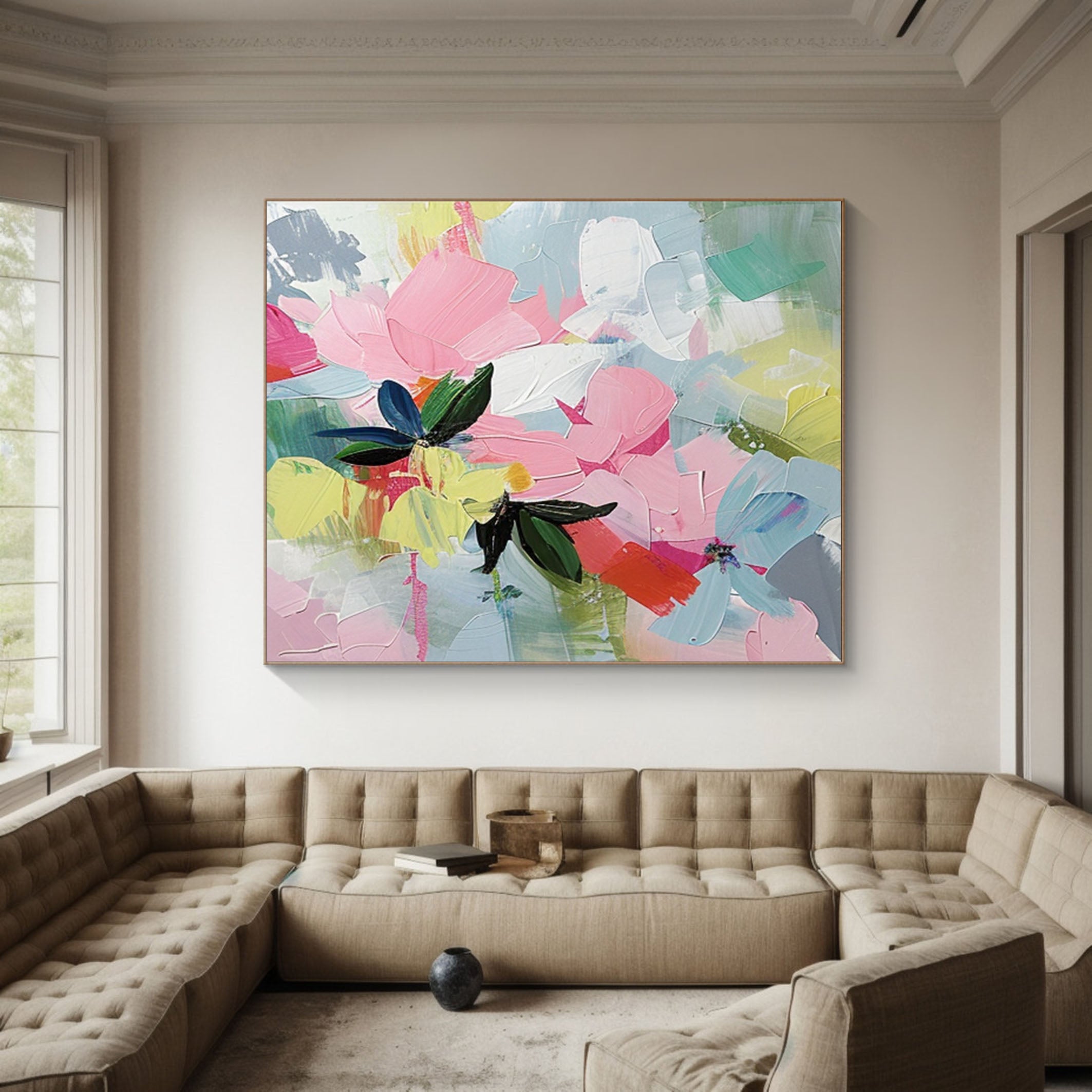 Exotic Bloom Abstract Art Bright Floral Canvas #FT 013