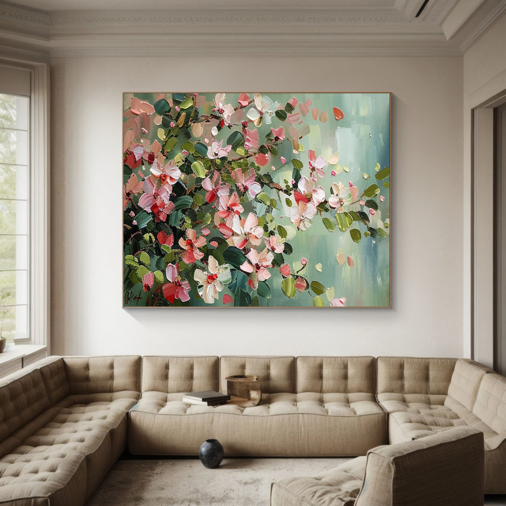 Summer Flowers Abstract Painting Bright Wall Decor #FT 010