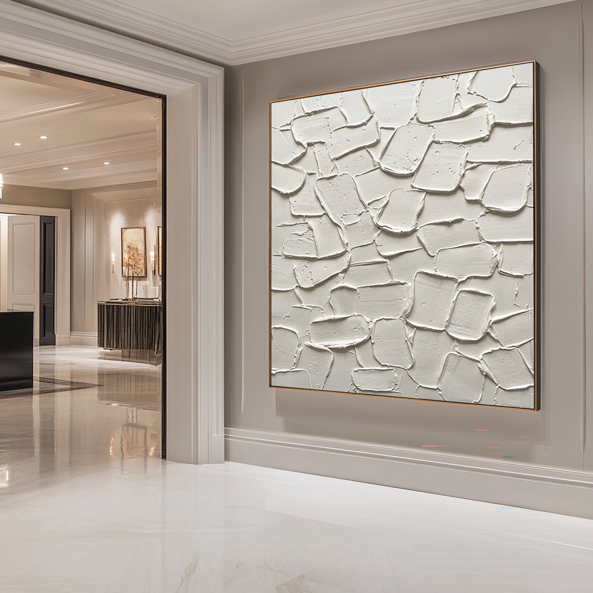 Large Layered Limestone Relief Wall Art Neutral Contemporary Texture Painting