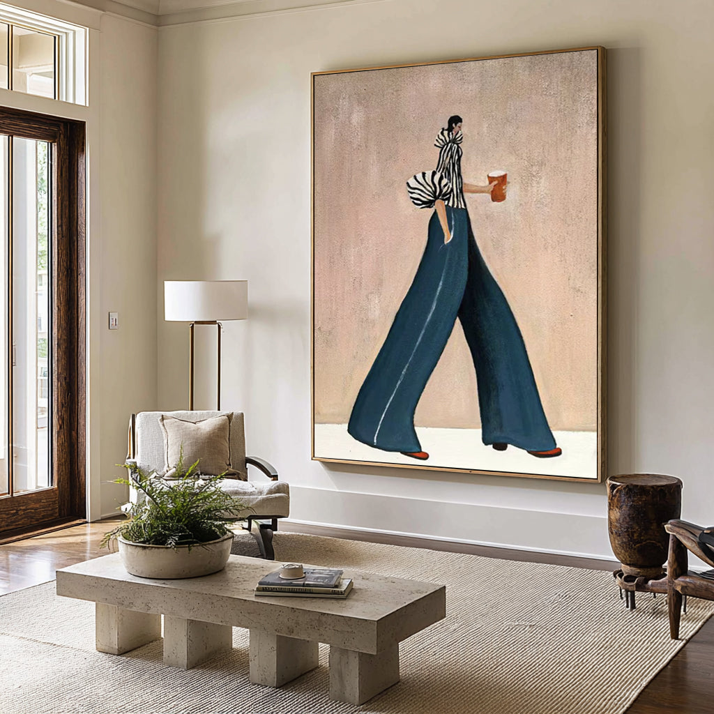 Oversized Modern Woman Canvas Art Contemporary Fashion Painting 