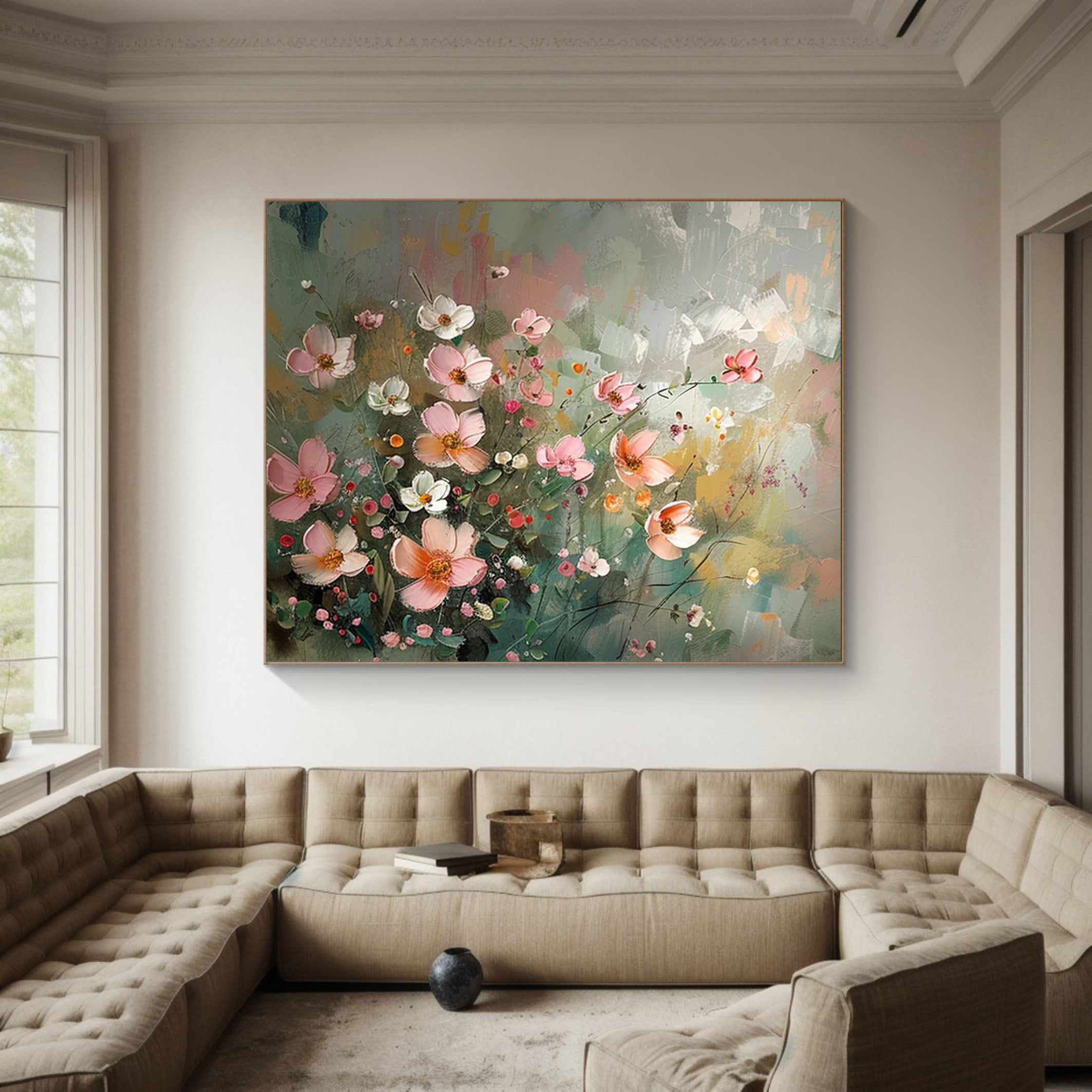 Summer Flowers Abstract Painting Bright Wall Decor #FT 012