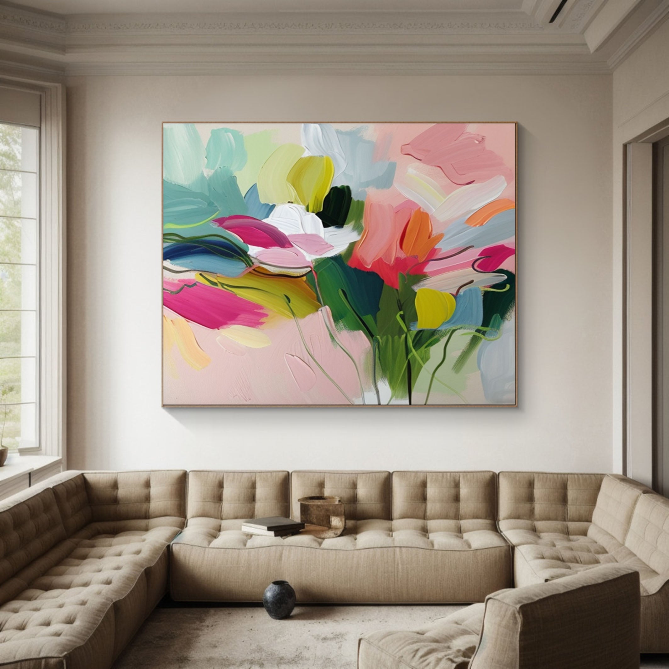 Exotic Bloom Abstract Art Bright Floral Canvas #FT 014