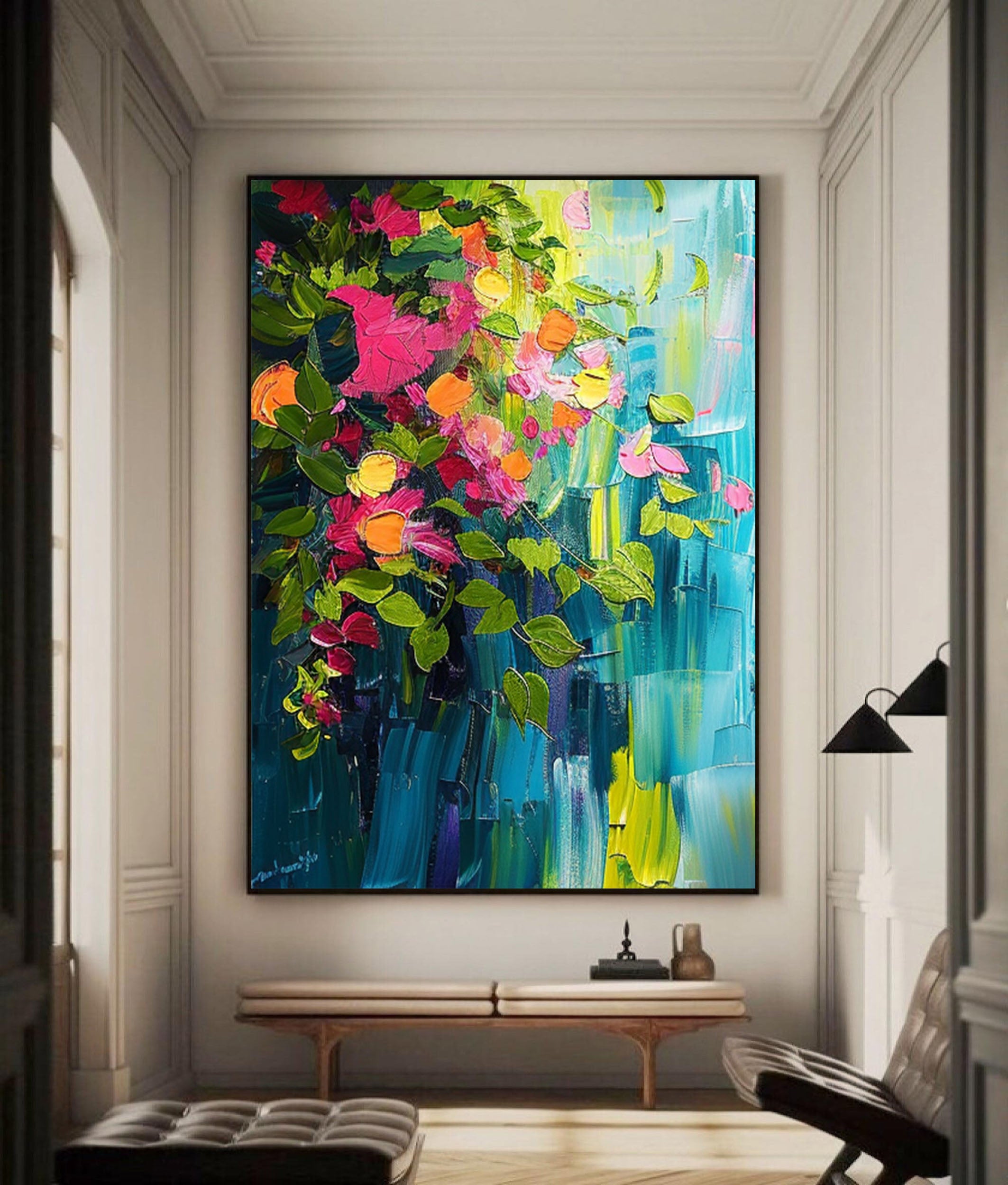 Vibrant Garden Floral Wall Art Modern Abstract Flowers #FT 006