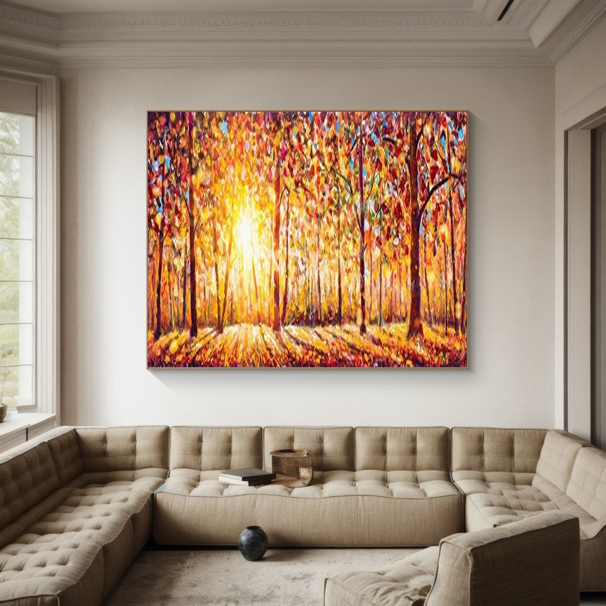 Autumn Whisper Large Colorful Forest Landscape Art #FT 041