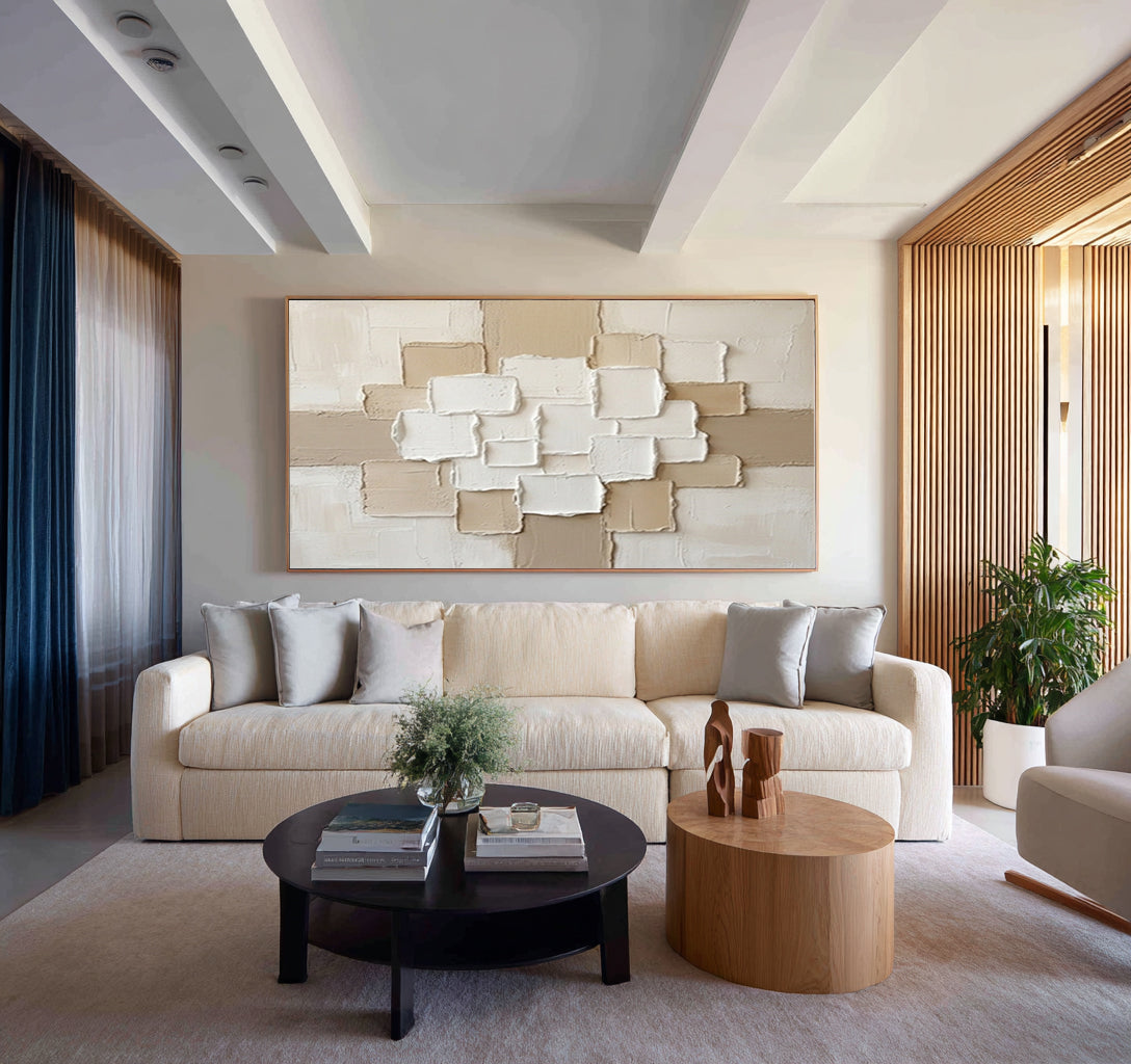 Large Neutral Architectural Wall Art Textured Contemporary Canvas | KeiraArt 