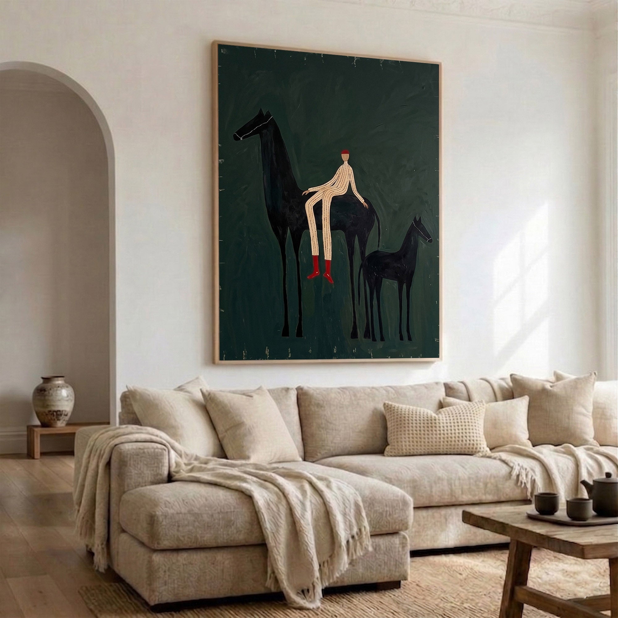 Large Cowboy Horse Wall Art Contemporary Western Ranch Painting 