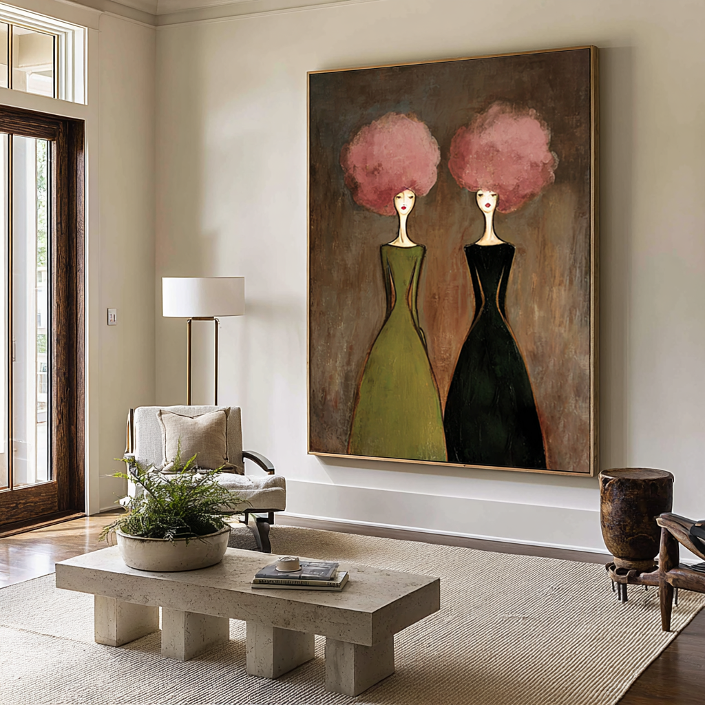 Minimal Figurative Oil Painting with Soft Pink Details #CZ 052