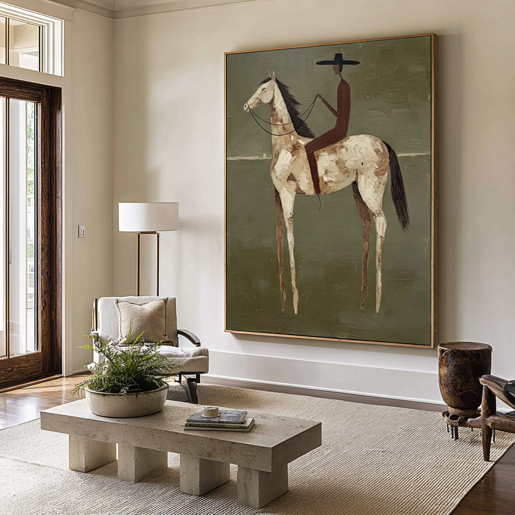 Oversized Contemporary Horse Painting Modern Equestrian Canvas Art