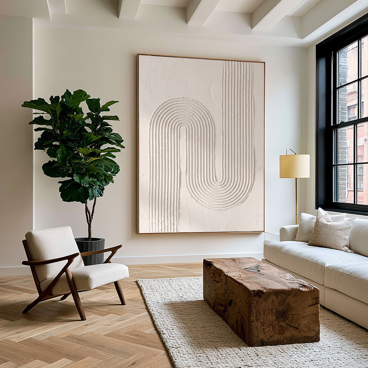 Architectural Curves In Soft White Large Abstract Wall Art Textured Relief Contemporary Minimalist Home Decor