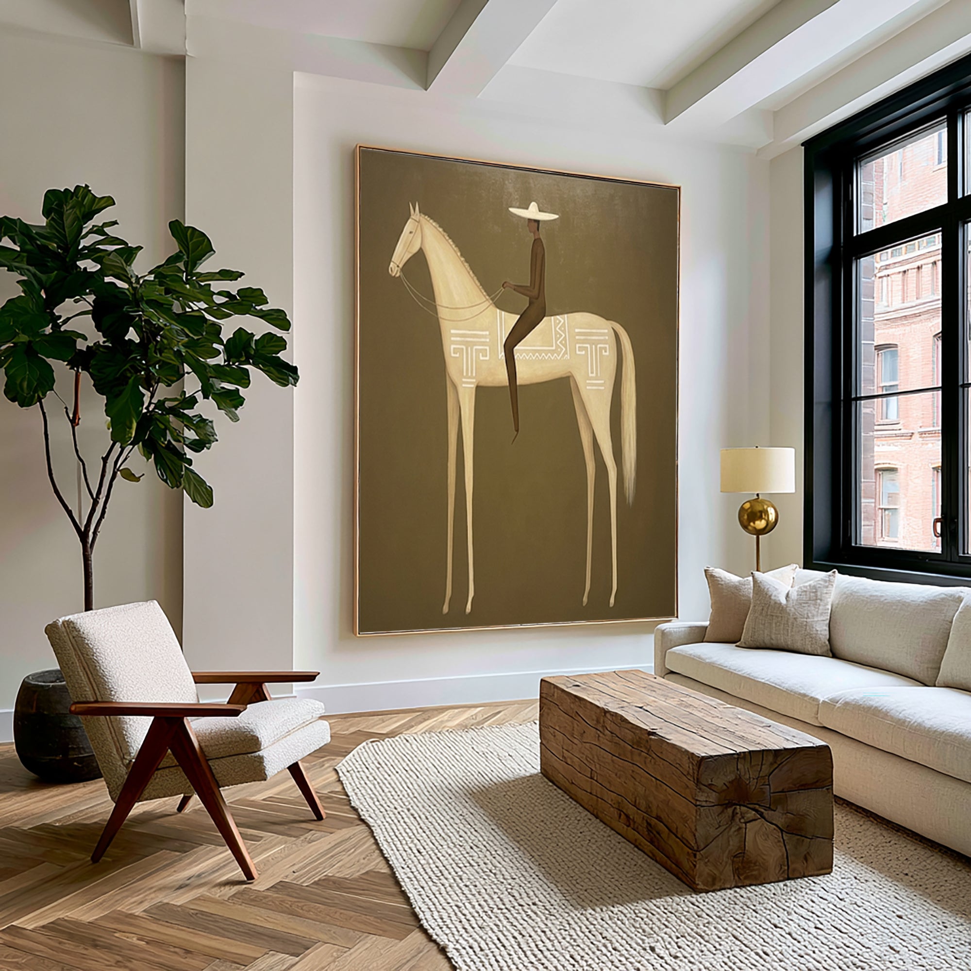 Large Elegant Rider Wall Art Horse Equestrian Oil Painting Cowboy Cowgirl Inspired Vintage Americana Western Artwork Luxury Home Decor