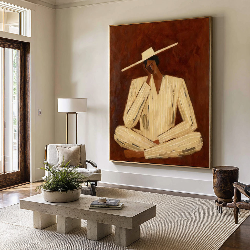 Large Abstract Figure Wall Art Contemporary Neutral Portrait Painting