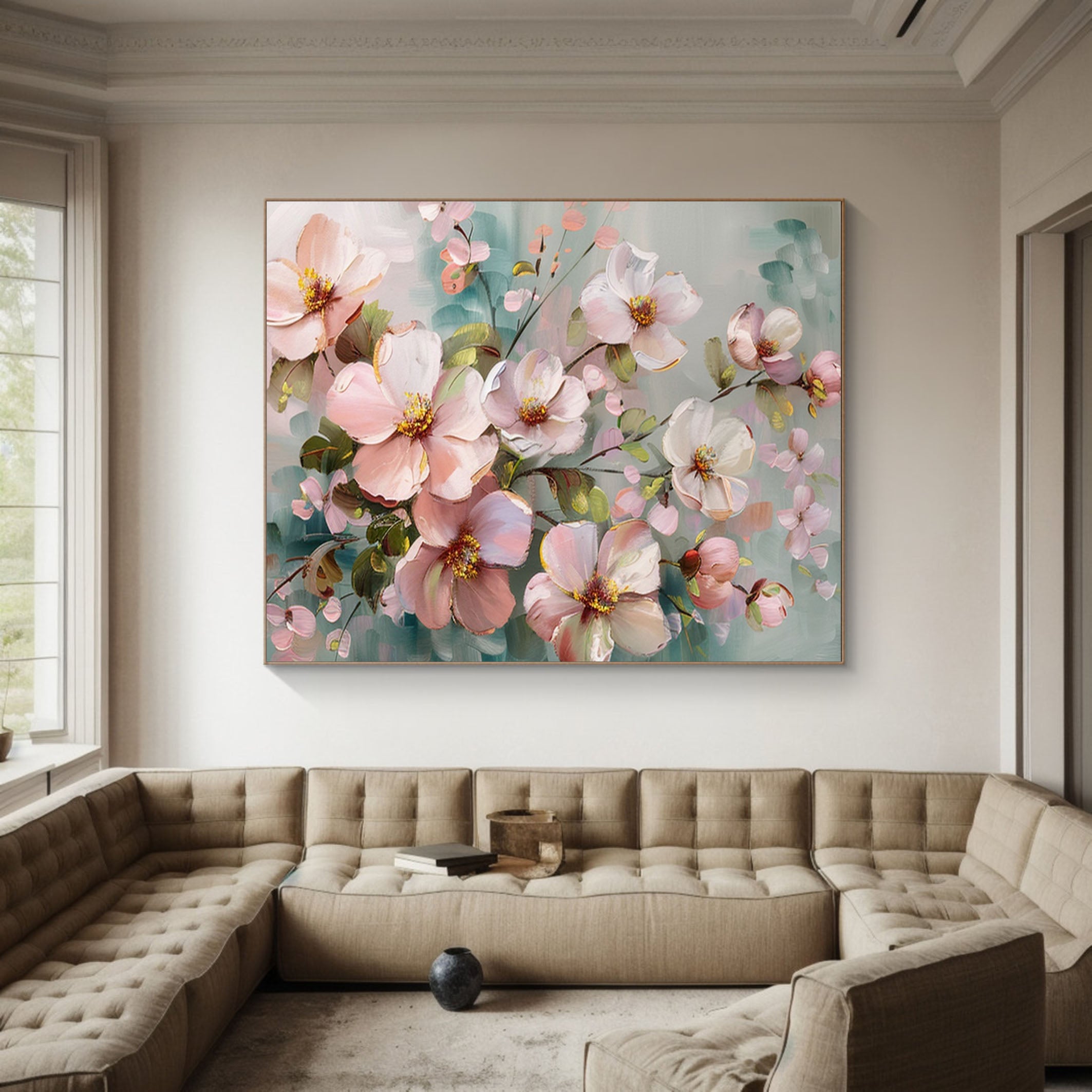 Summer Flowers Abstract Painting Bright Wall Decor #FT 011