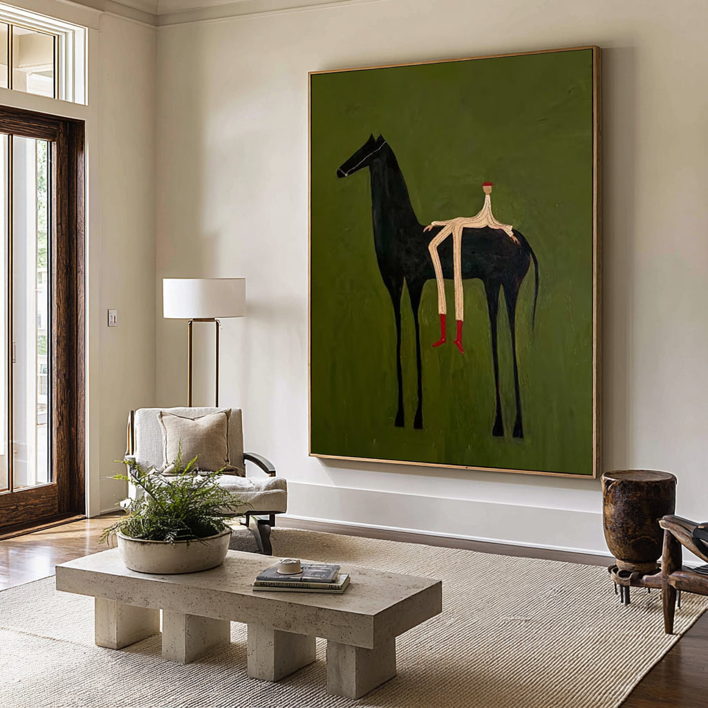 Oversized Contemporary Horse Canvas Art Modern Abstract Painting 