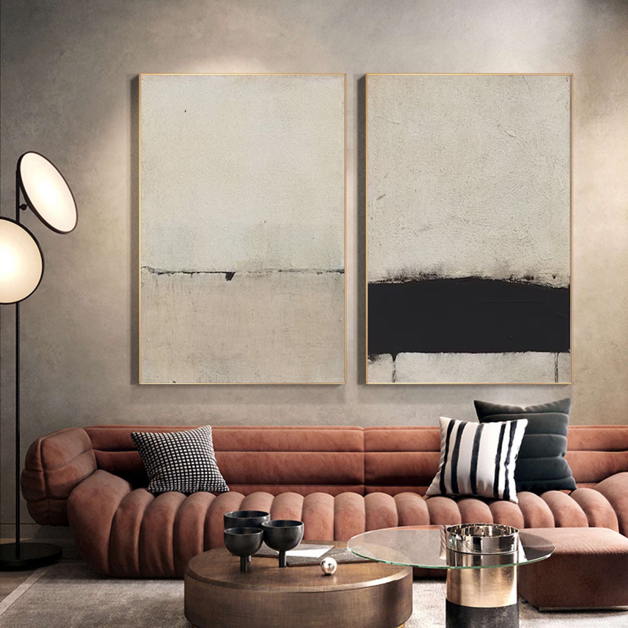 Modern Minimalist Abstract Art Dual Panels for a Refined Look #MMAS 061