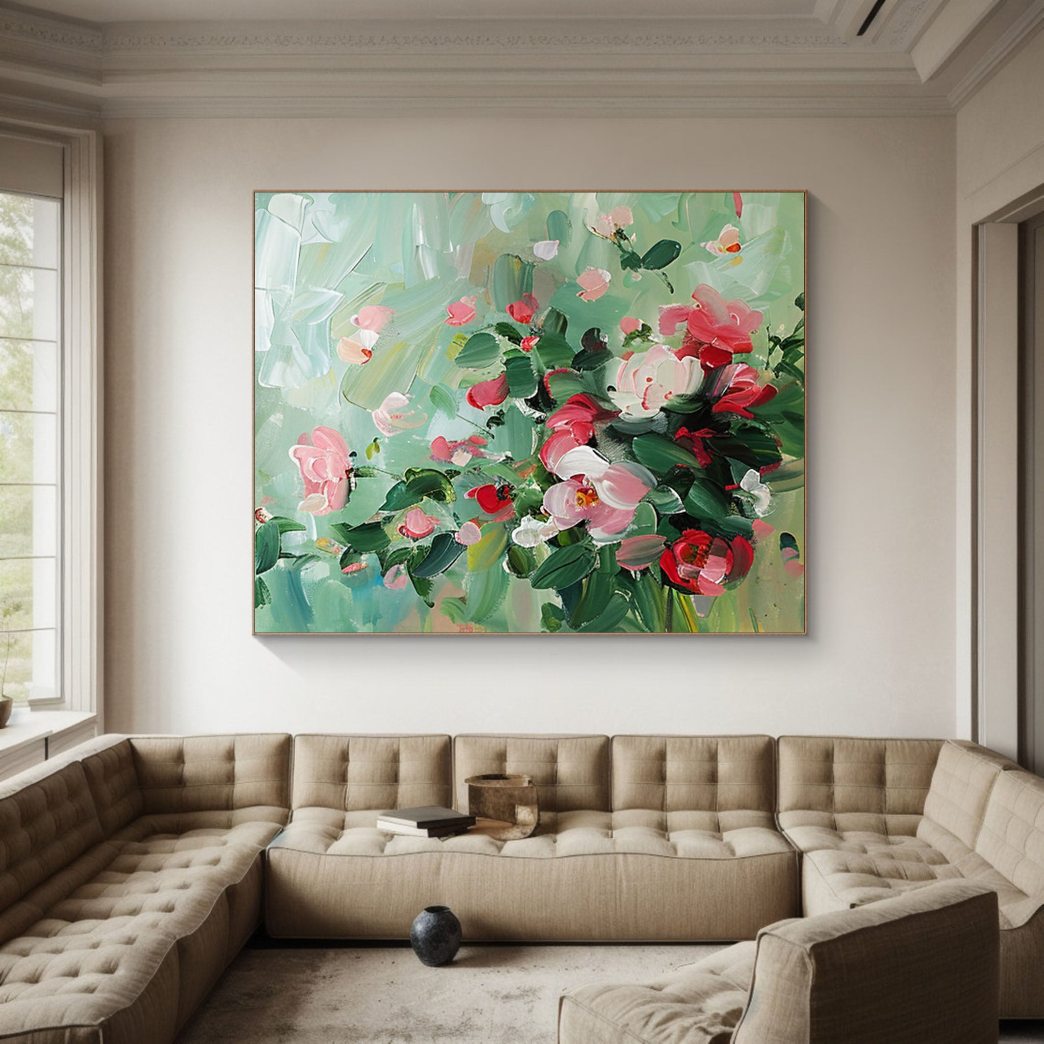 Botanical Beauty Canvas Print Colorful Abstract Floral Art #FT 007