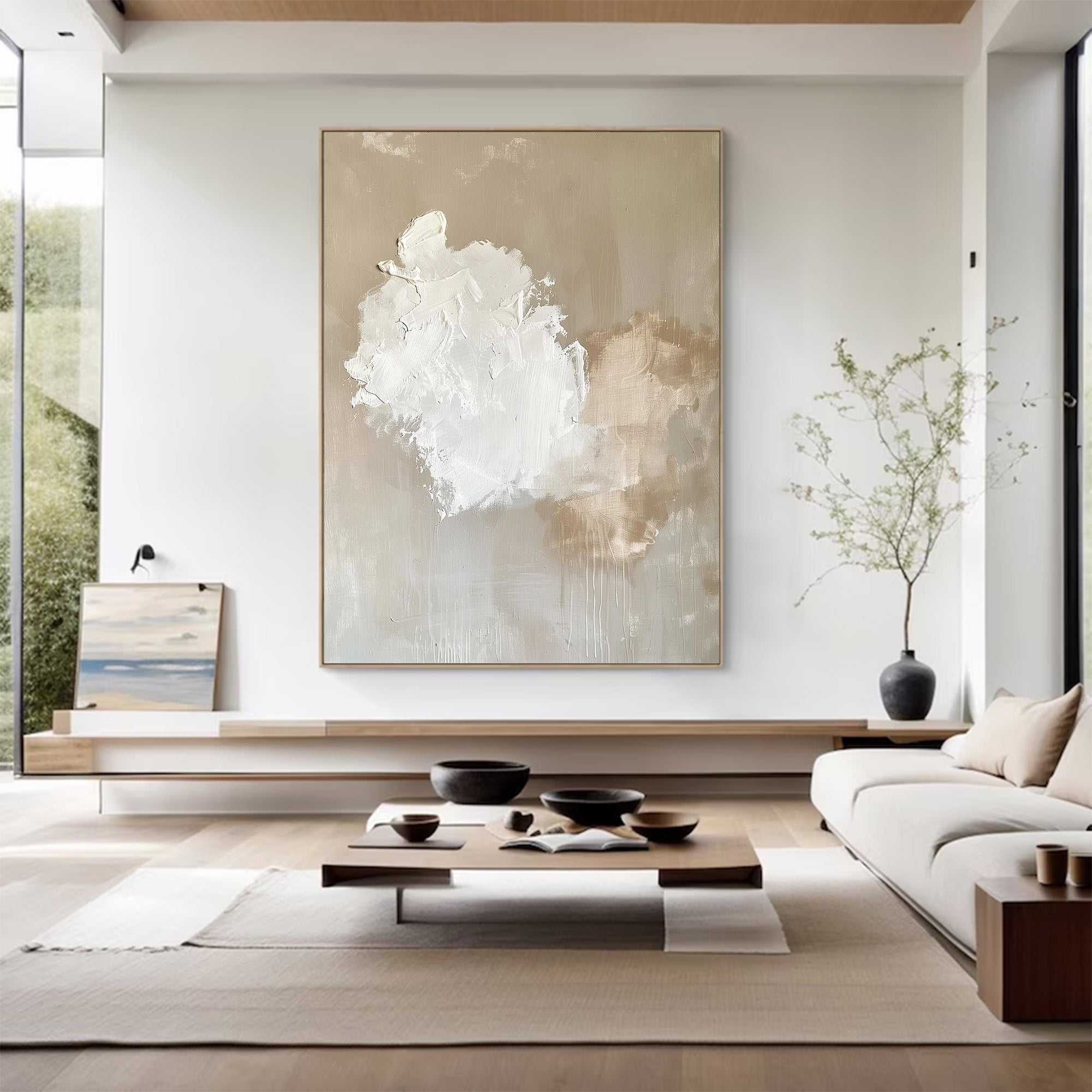 Large Neutral Textured Abstract Painting | KeiraArt #AG 124