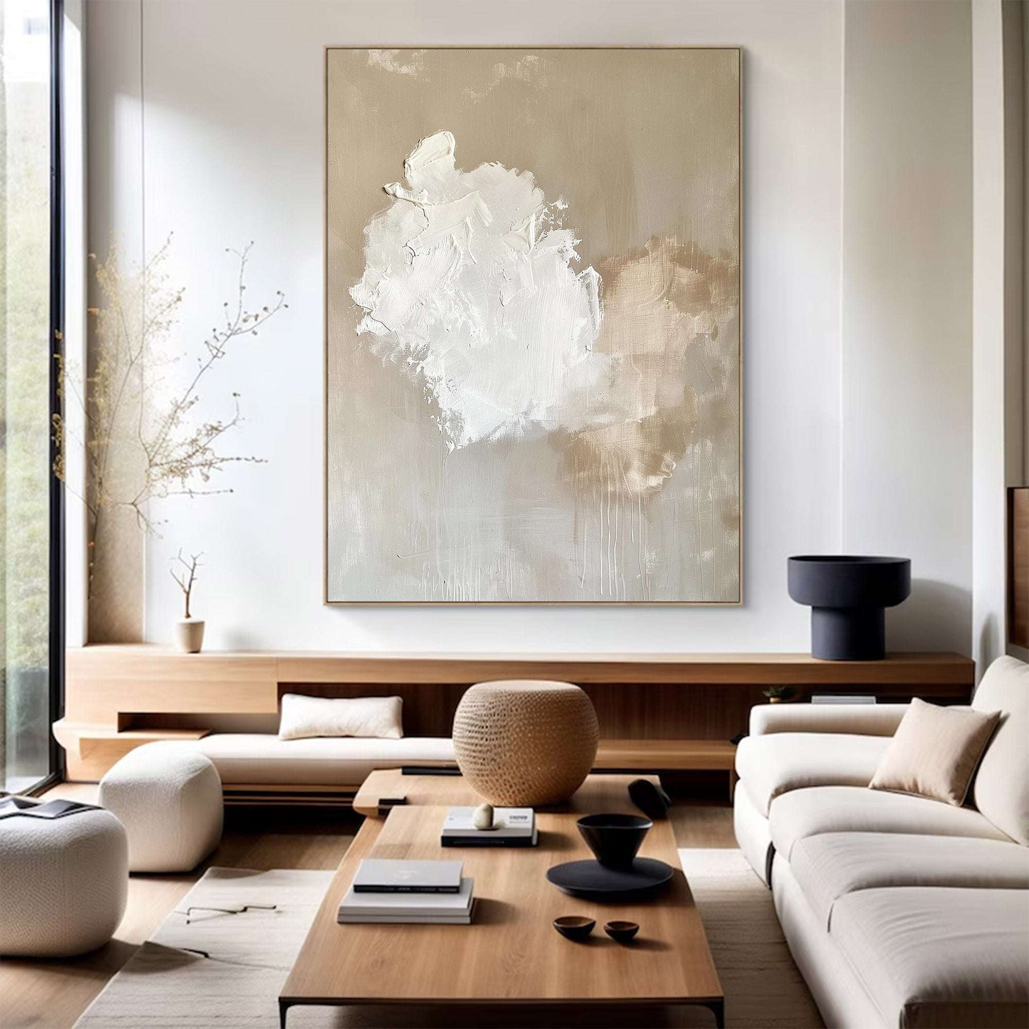 Large Neutral Textured Abstract Painting | KeiraArt #AG 124