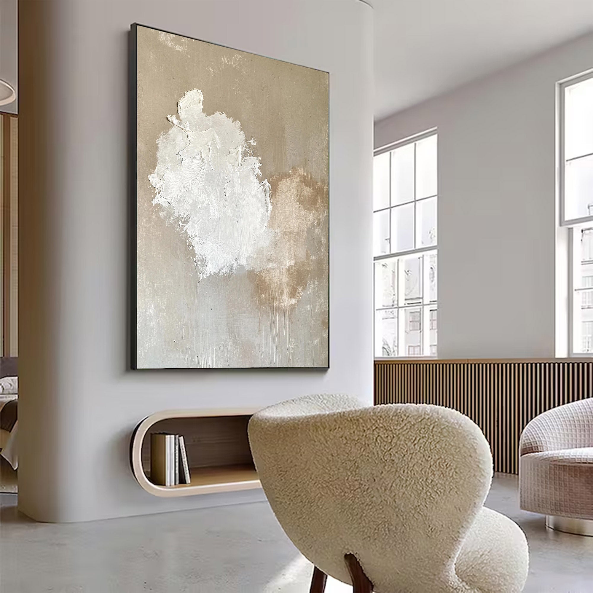 Large Neutral Textured Abstract Painting | KeiraArt #AG 124