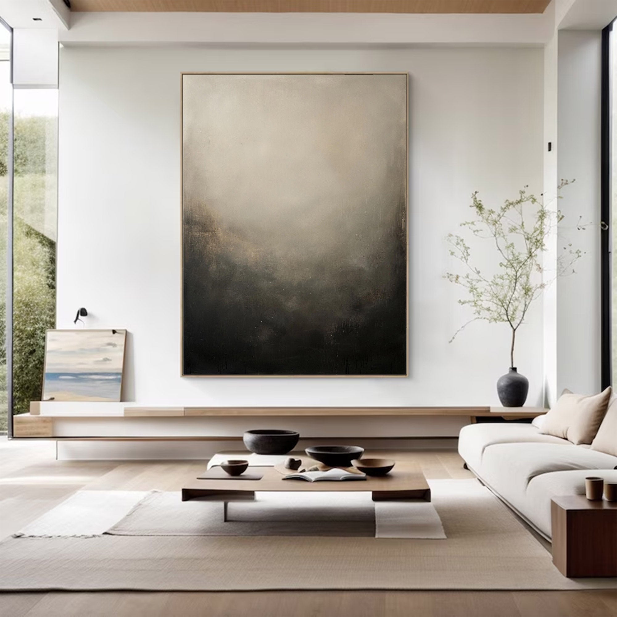 Large Black & White Abstract Painting | KeiraArt #AG 125