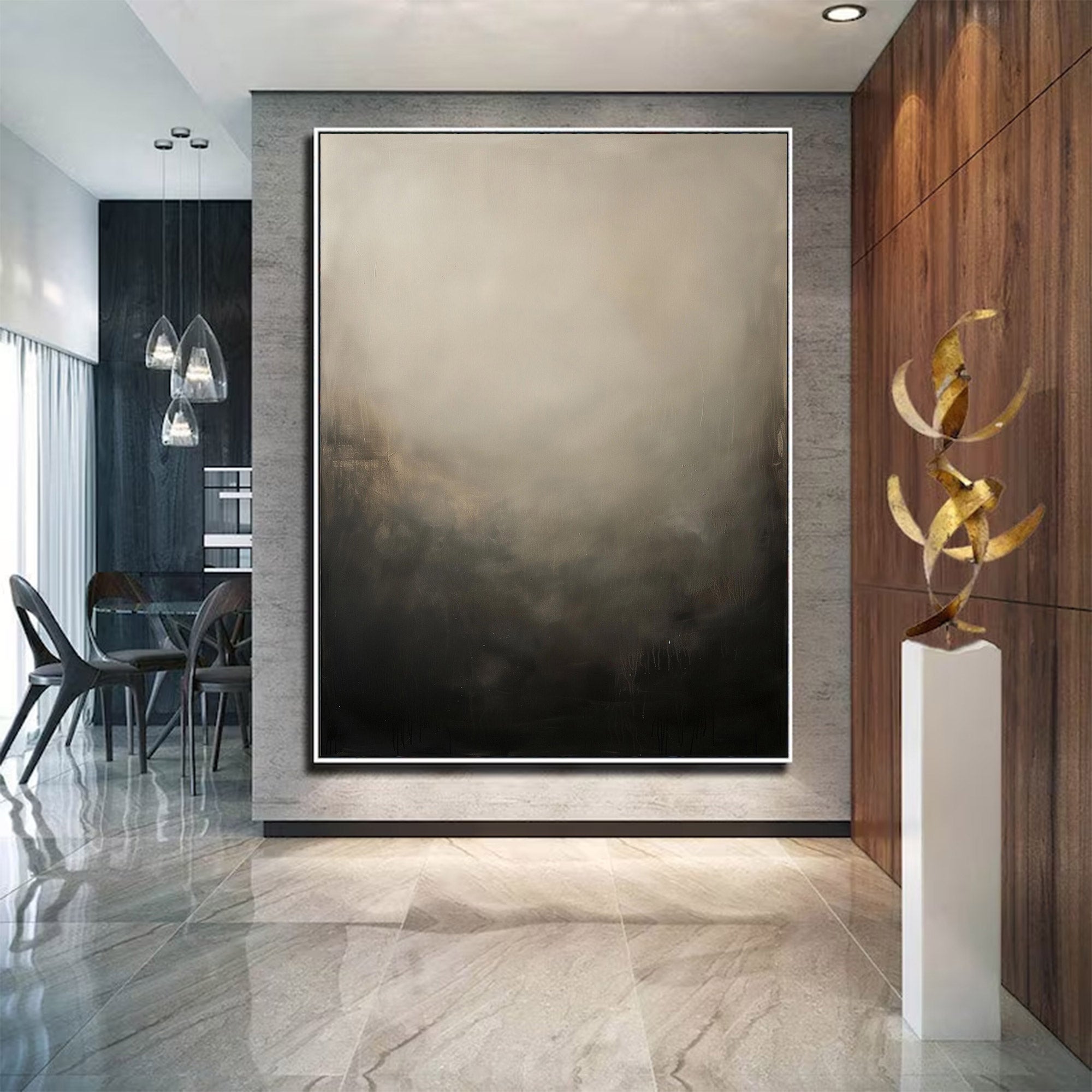 Large Black & White Abstract Painting | KeiraArt #AG 125