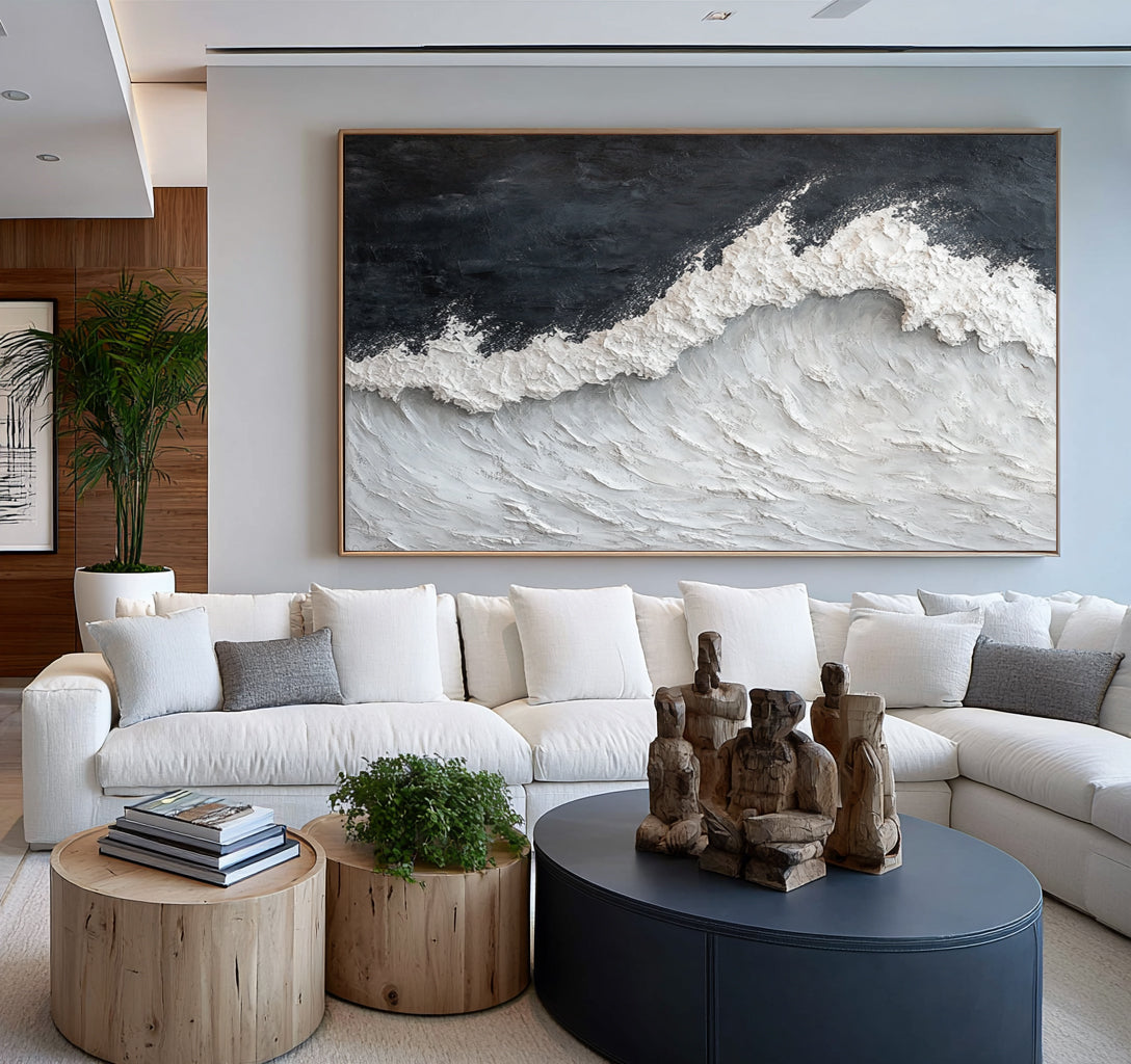 The Silent Wave Hand Painted Seascape Oil Painting Textured Ocean Wall Art Contemporary Artwork