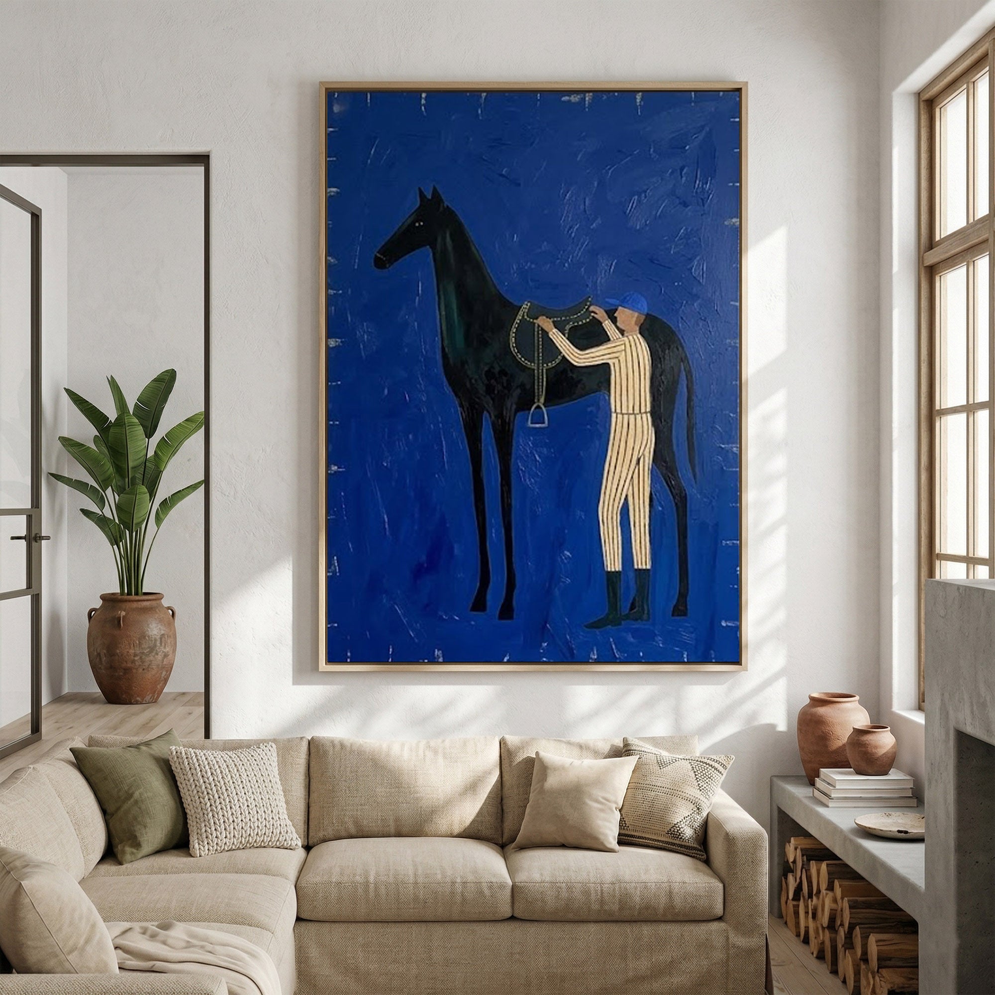 Large Cowboy Horse Wall Art Modern Western Horse Painting Artwork