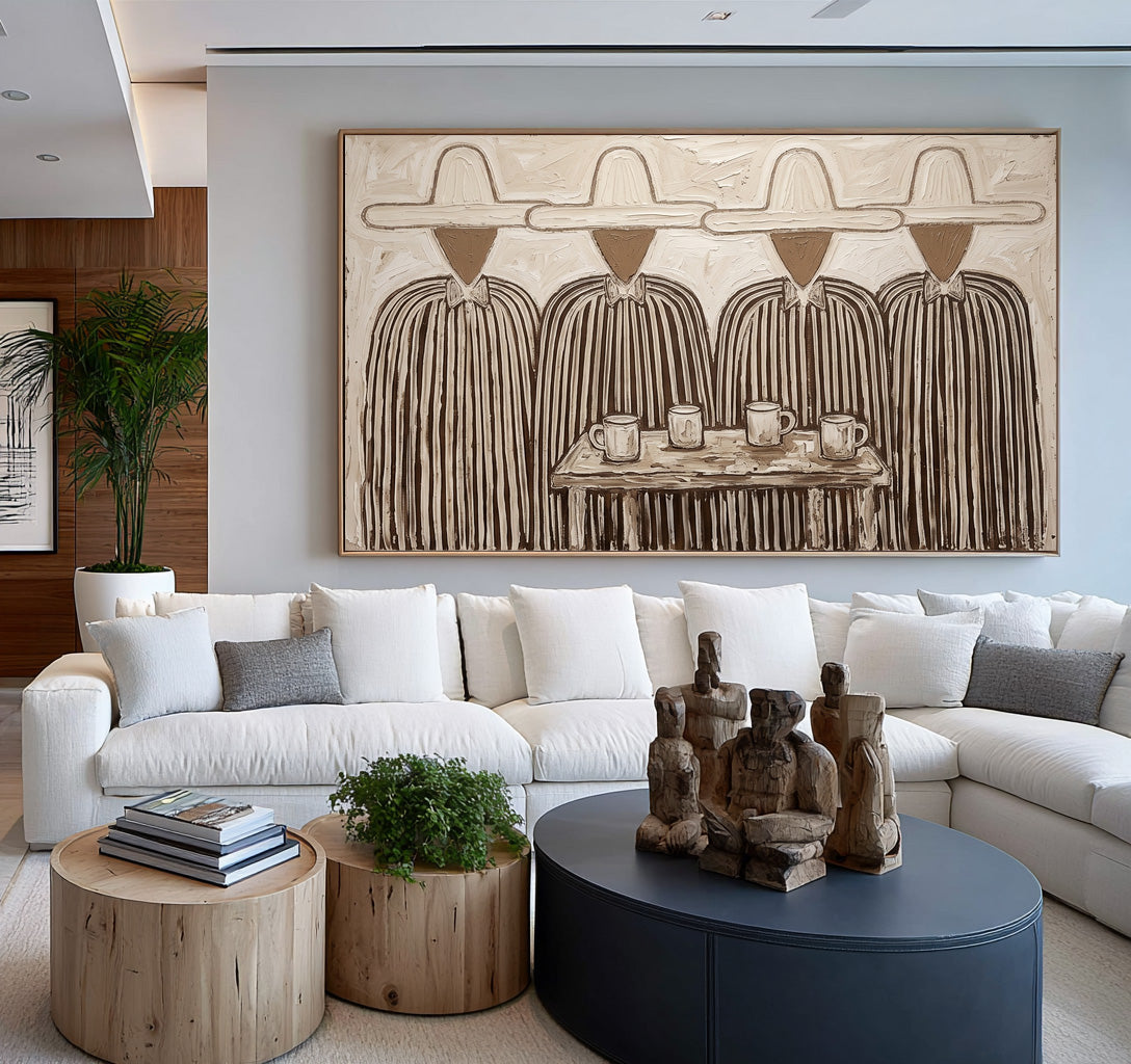 Southwestern Folk Art, Rustic Figurative Painting, Textured Wall Artwork