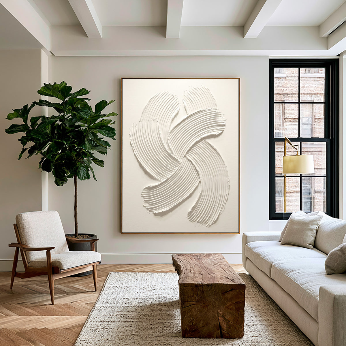 Quiet Motion In White Relief Large Textured Wall Art Minimalist Sculptural Abstract Artwork Quiet Luxury Decor