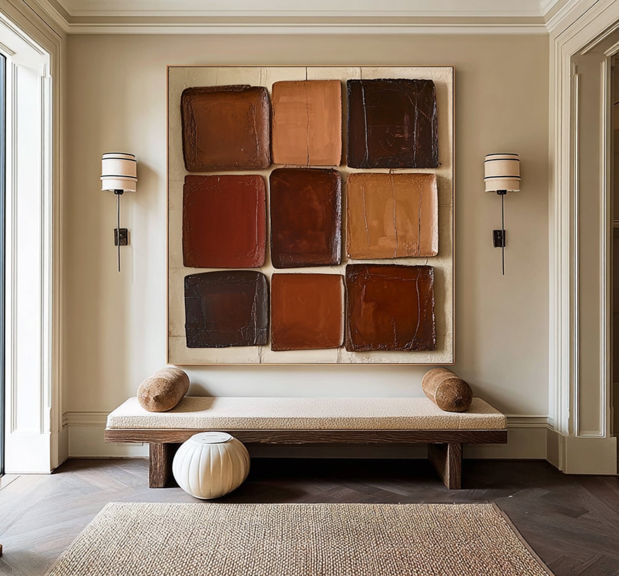 Large Earth Tone Square Grid | KeiraArt #CZ 008