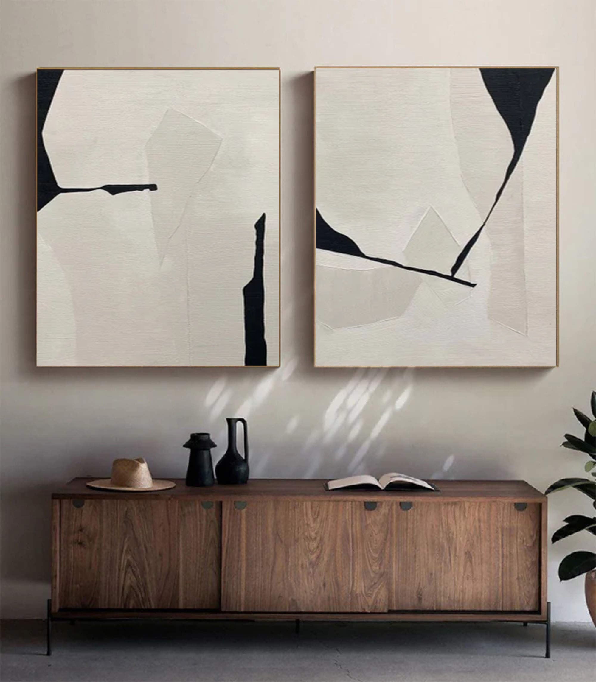 Abstract Geometric Wall Art Dual Panels for Modern Interiors #MMAS 060