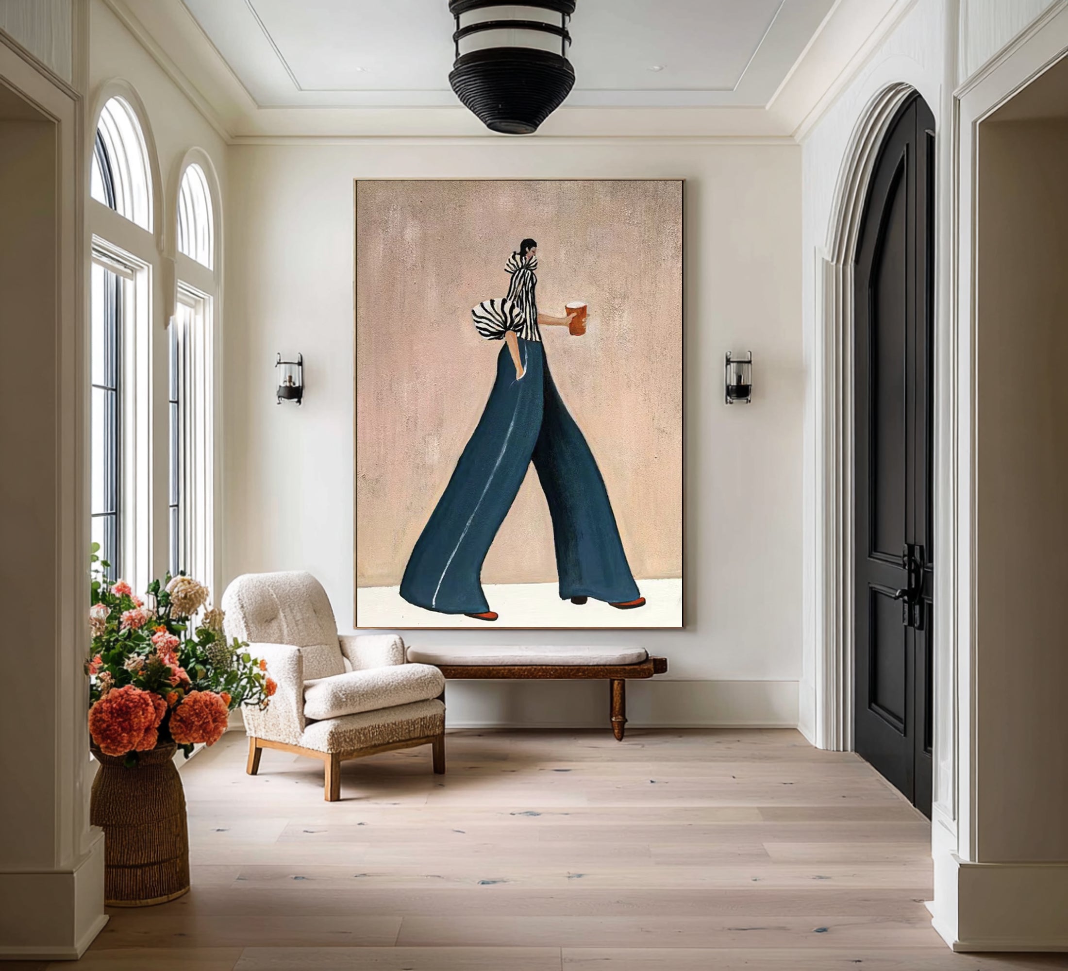 Oversized Modern Woman Canvas Art Contemporary Fashion Painting 