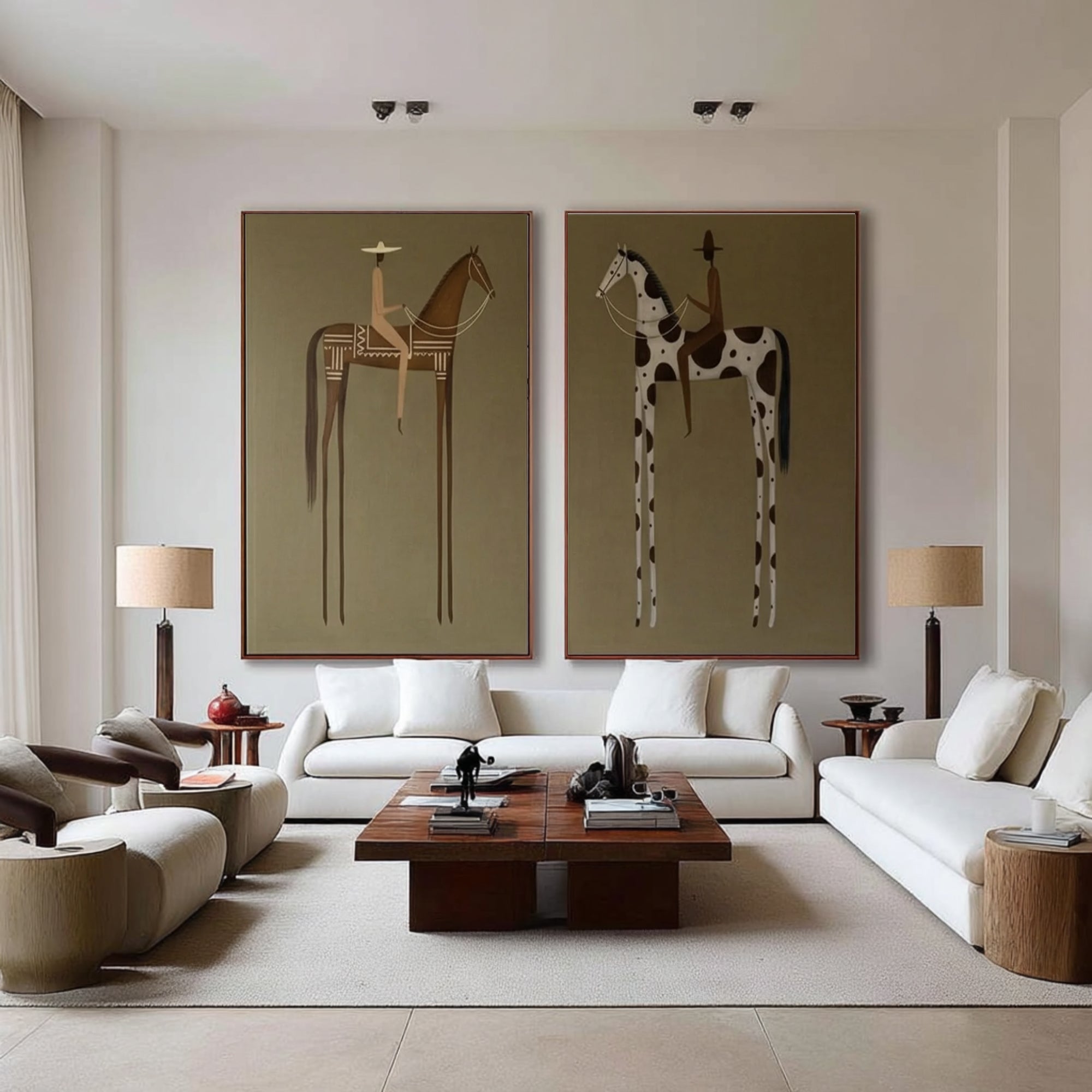 Large Gallery Style Horse Rider Artwork Modern Luxury Wall Decor | KeiraArt 