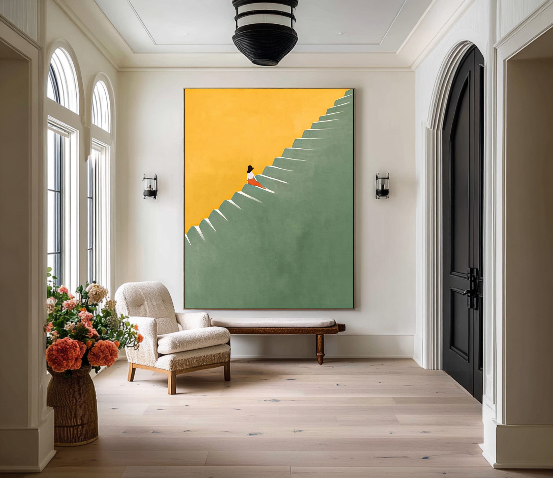 Large Contrasting Abstract Ladder Art | KeiraArt #CZ 010