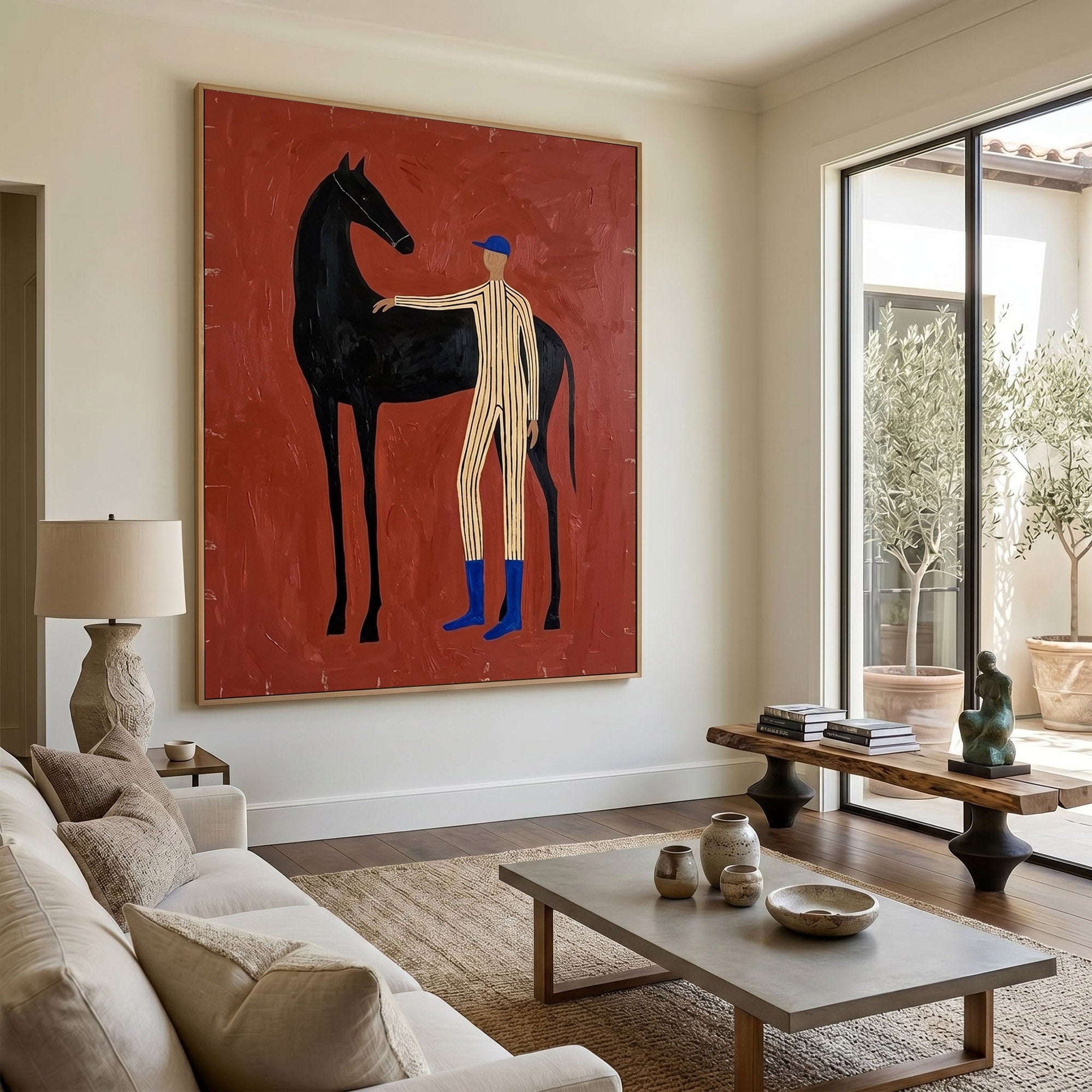 Large Cowboy Horse Wall Art Modern Western Canvas Painting 