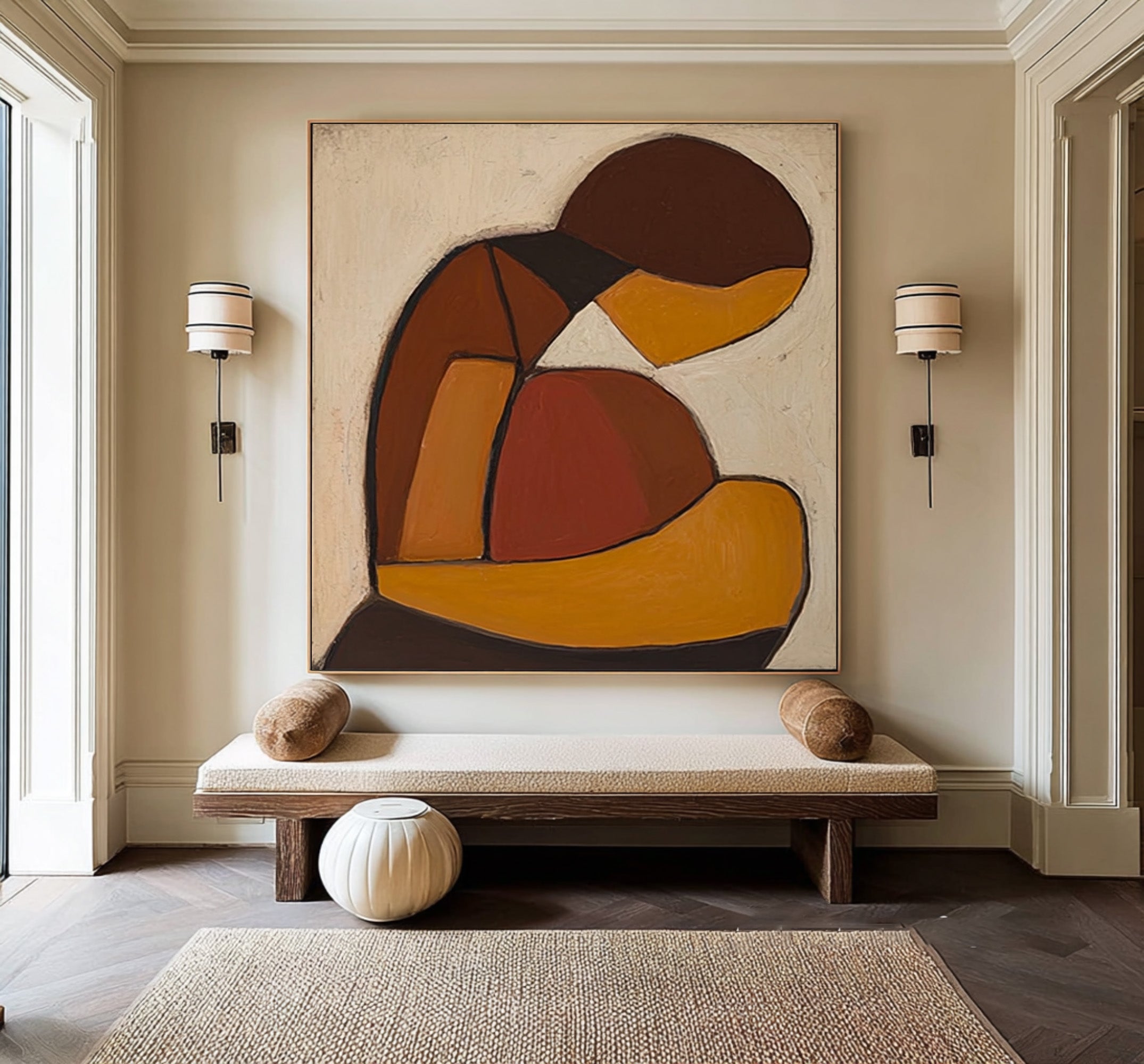 Modern Figurative Oil Painting in Earth Colors #CZ 031