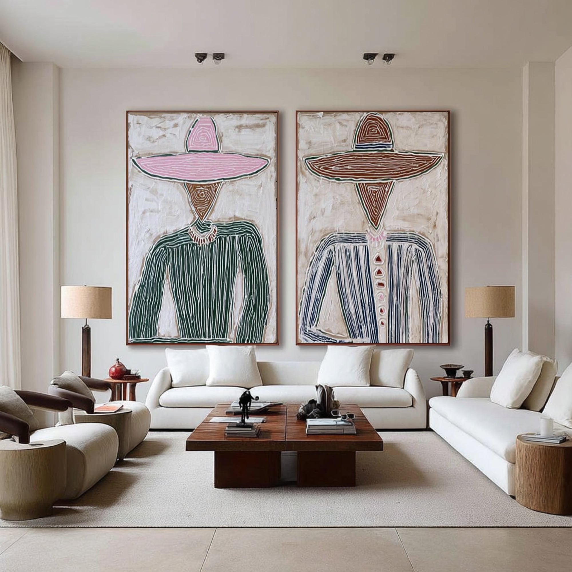 Oversized Contemporary Couple Canvas Art Minimalist Figurative Painting | KeiraArt