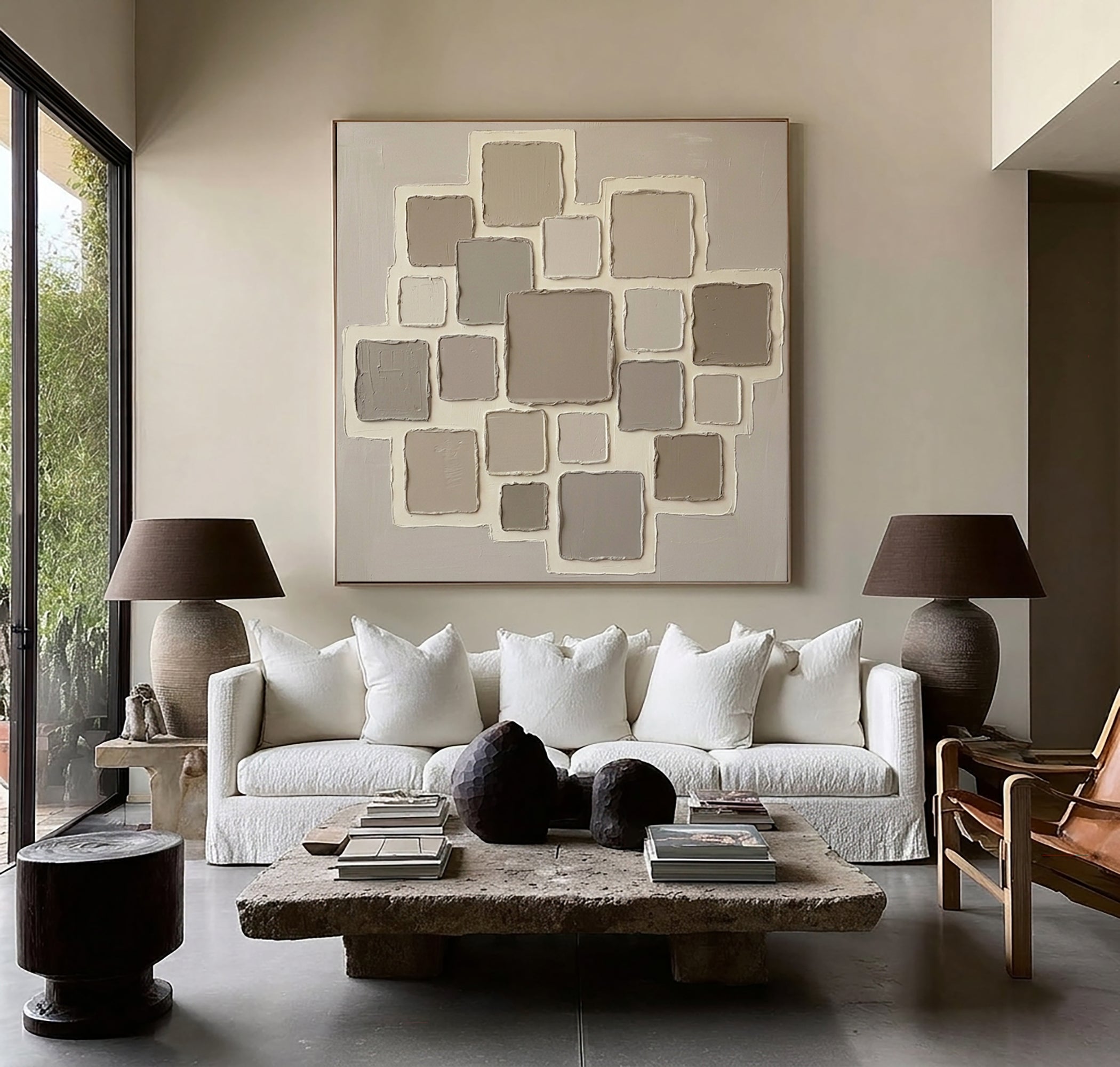 Large Neutral Relief Oil Painting #AVG 002