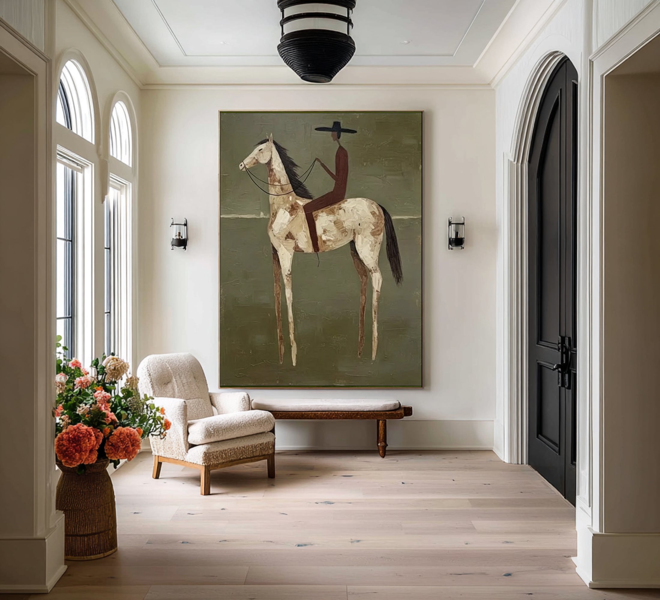 Oversized Contemporary Horse Painting Modern Equestrian Canvas Art