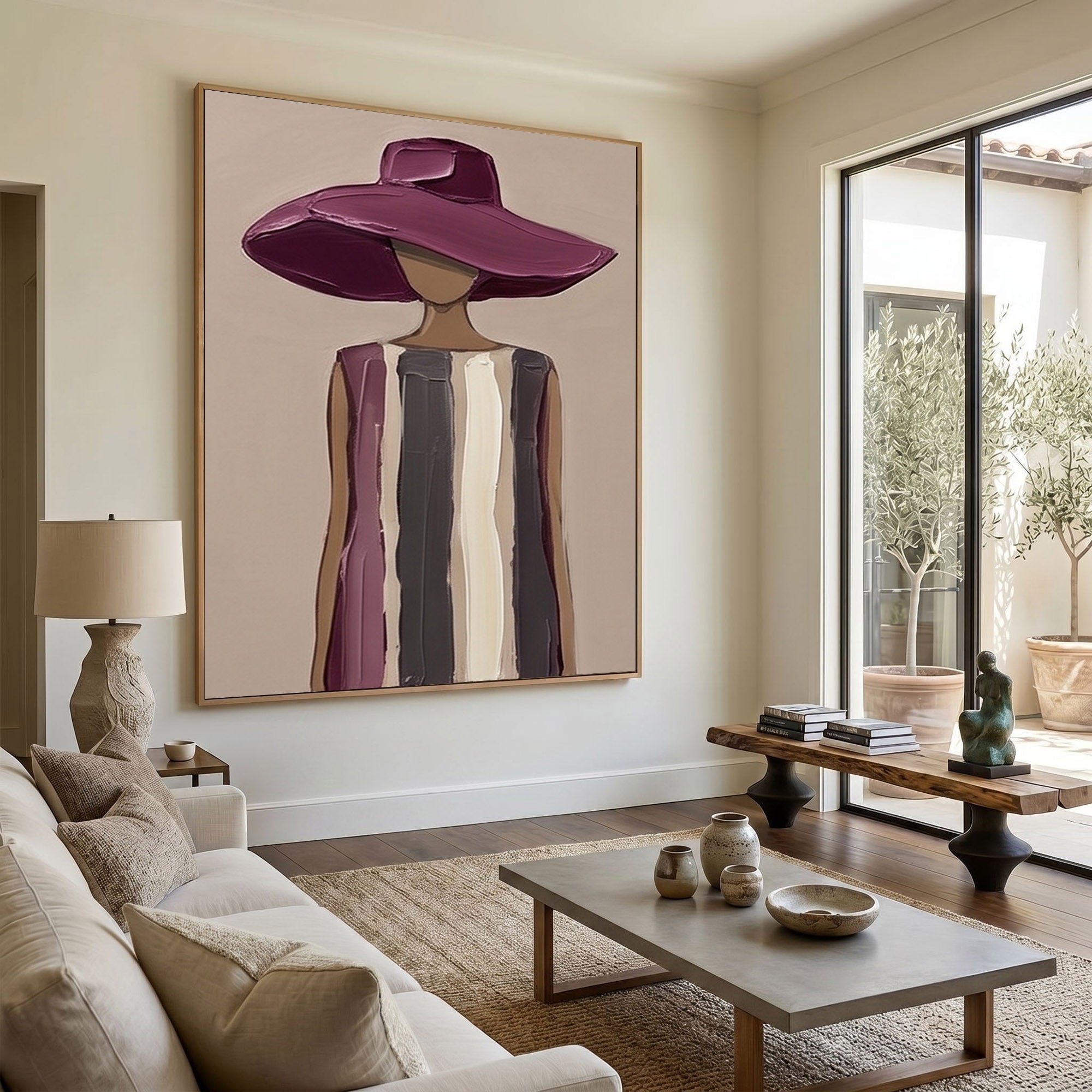 Large Woman Portrait Wall Art Abstract Oil Painting Vintage Americana Art Cowgirl Cowboy Western Fashion Figure Luxury Home Decor