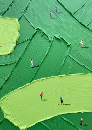 Modern Golf Art - Large Impasto Green Landscape | KeiraArt #AG 099