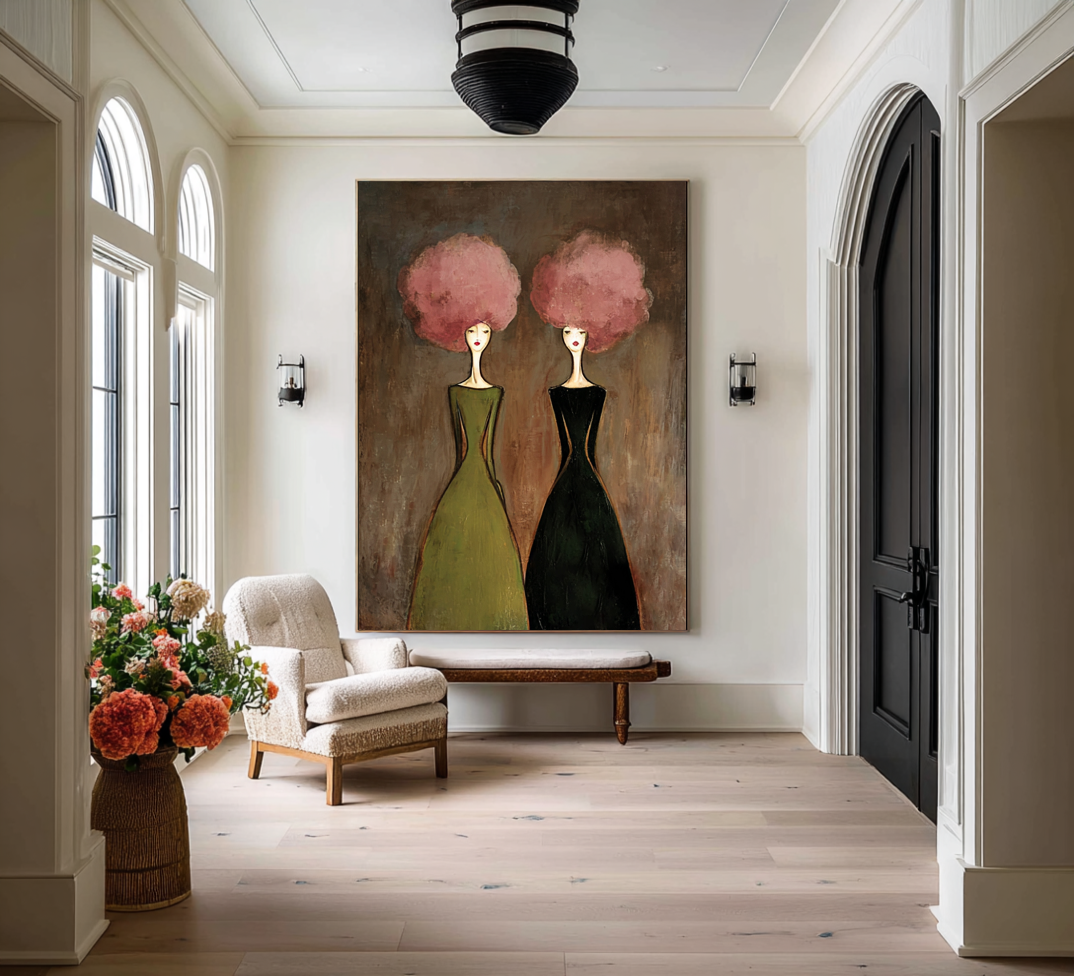 Minimal Figurative Oil Painting with Soft Pink Details #CZ 052